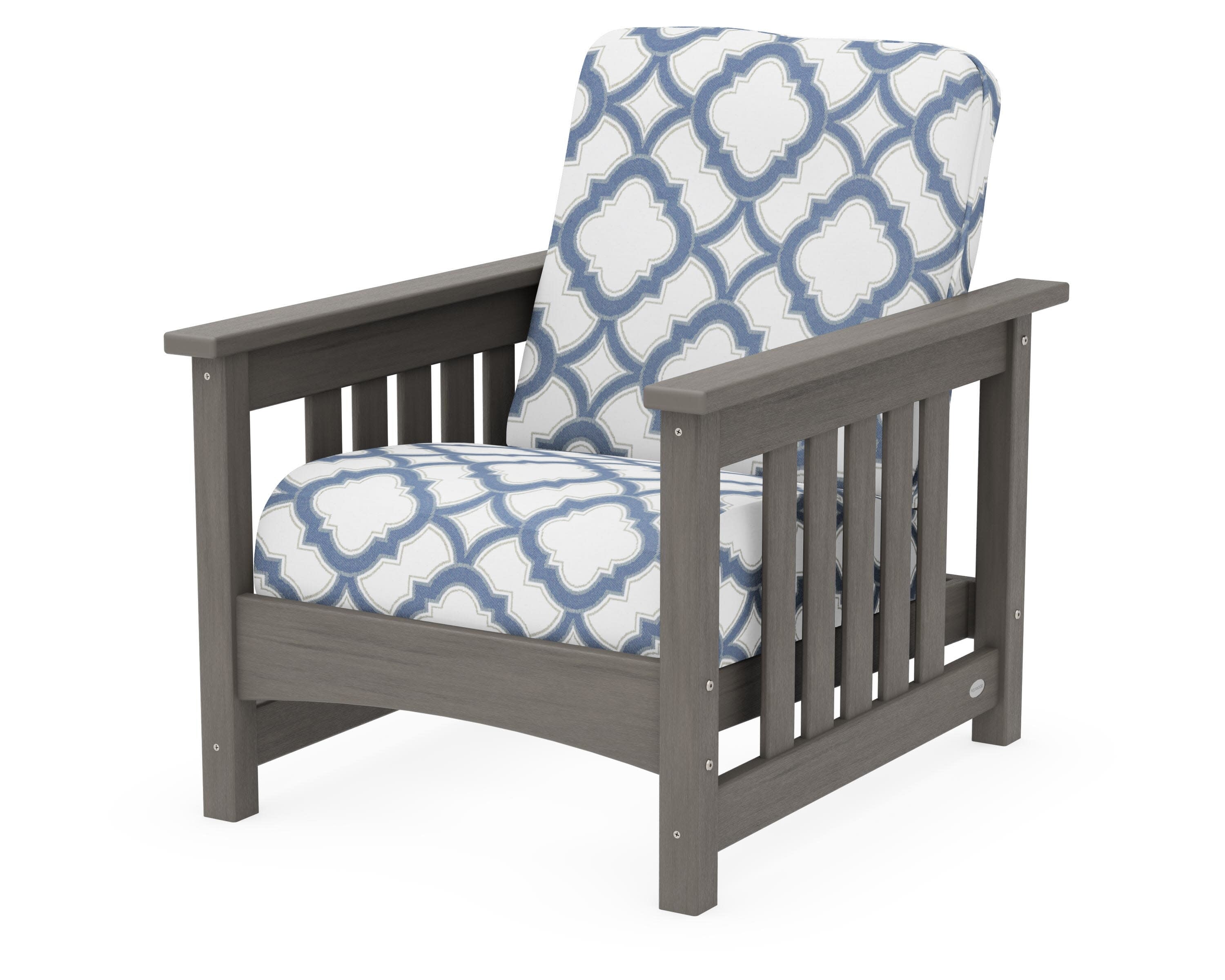 Club Mission Chair in Driftwood / Trellis Sky Blue