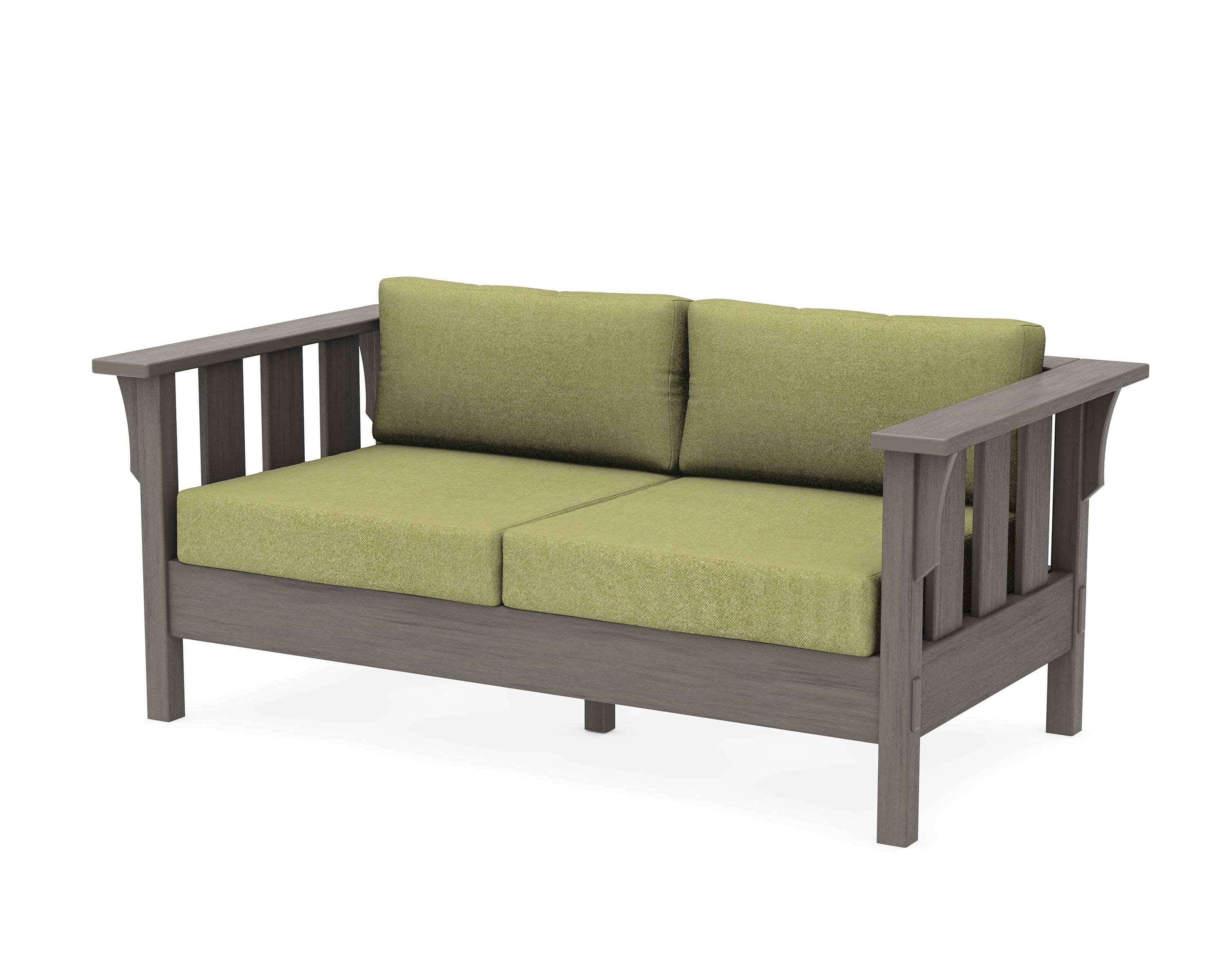 Acadia Deep Seating Loveseat in Driftwood / Chartreuse Boucle