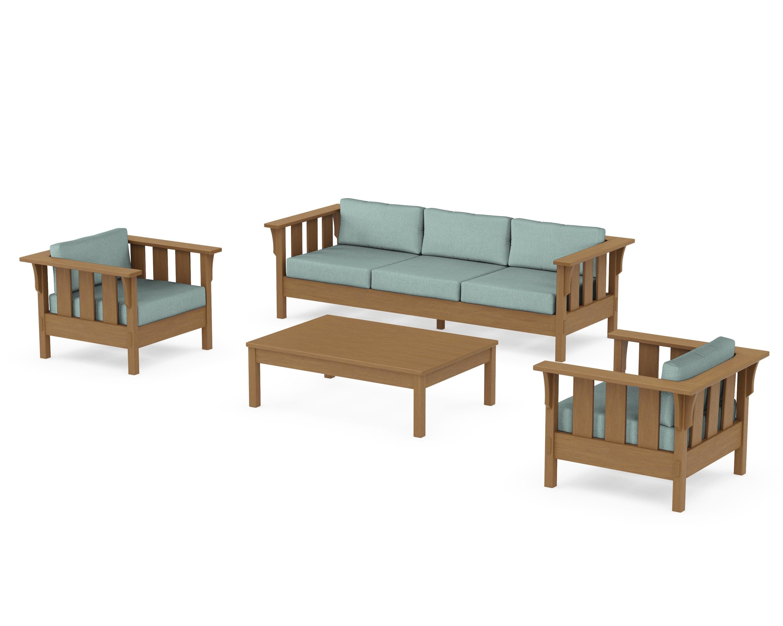 Acadia 4-Piece Deep Seating Set with Sofa in Natural / Glacier Spa