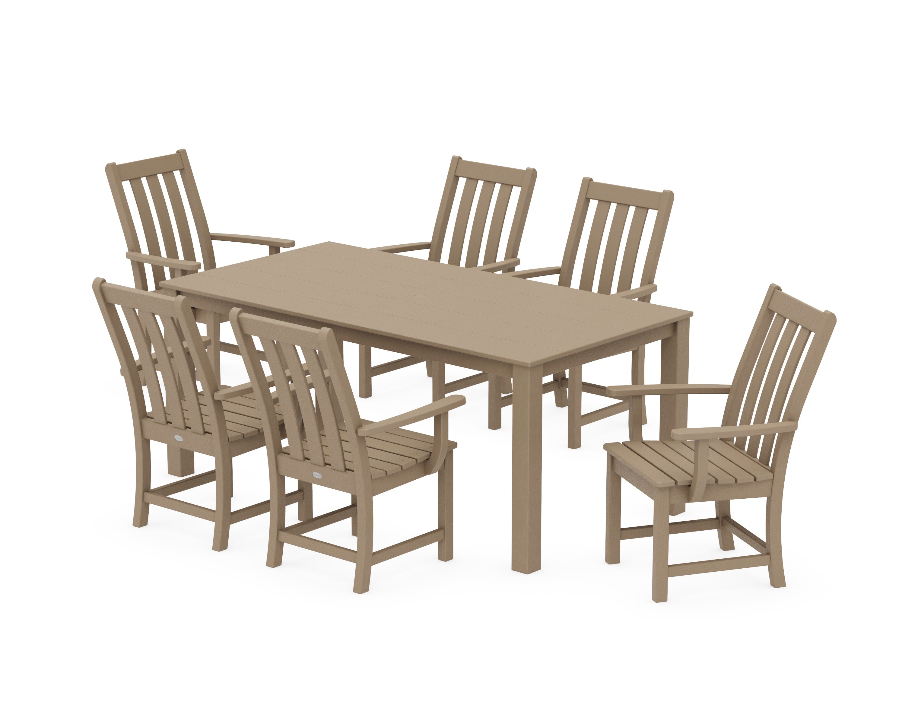Vineyard 7-Piece Parsons Arm Chair Dining Set in Vintage Sahara