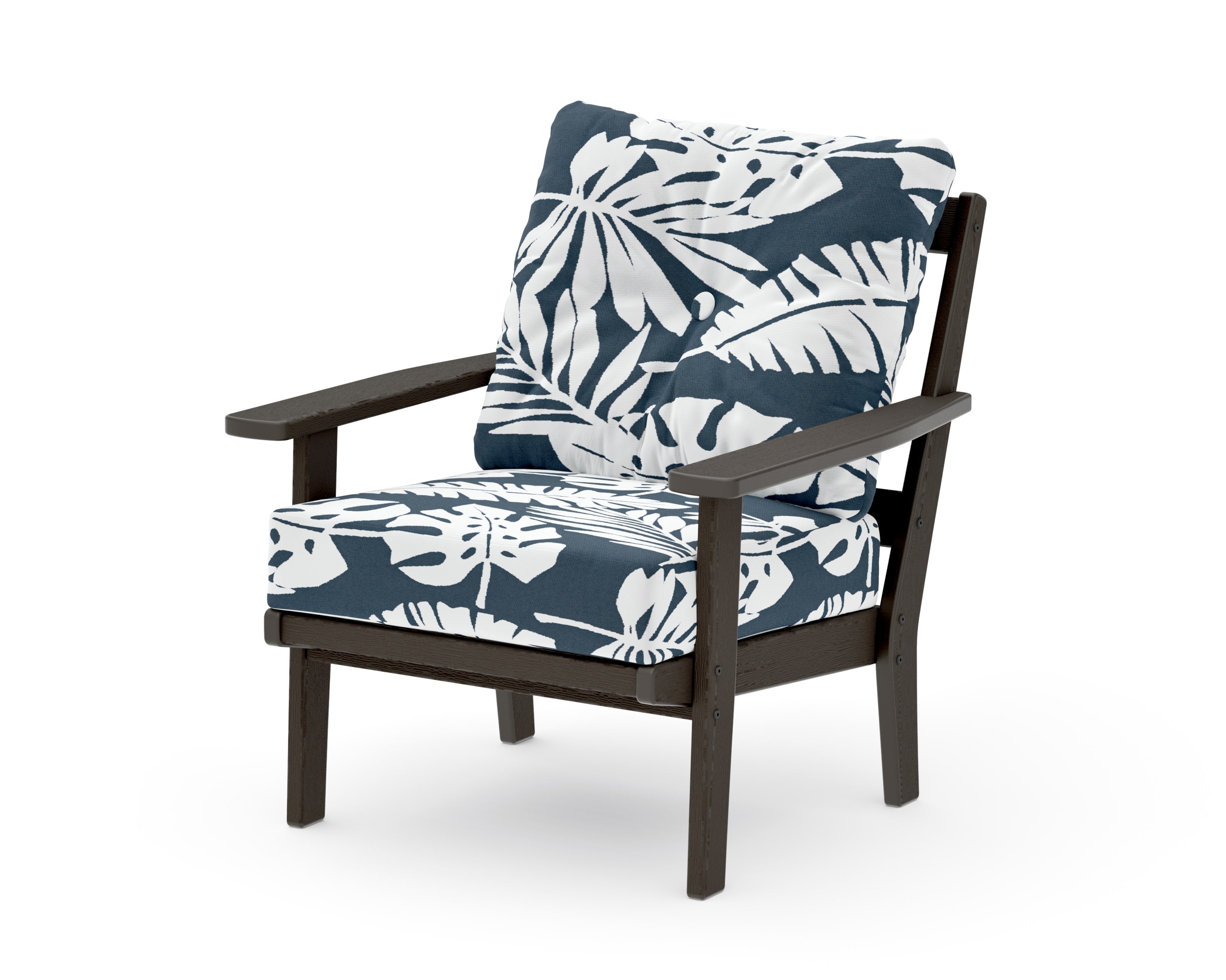 Prairie Deep Seating Chair in Vintage Coffee / Leaf Marine Indigo