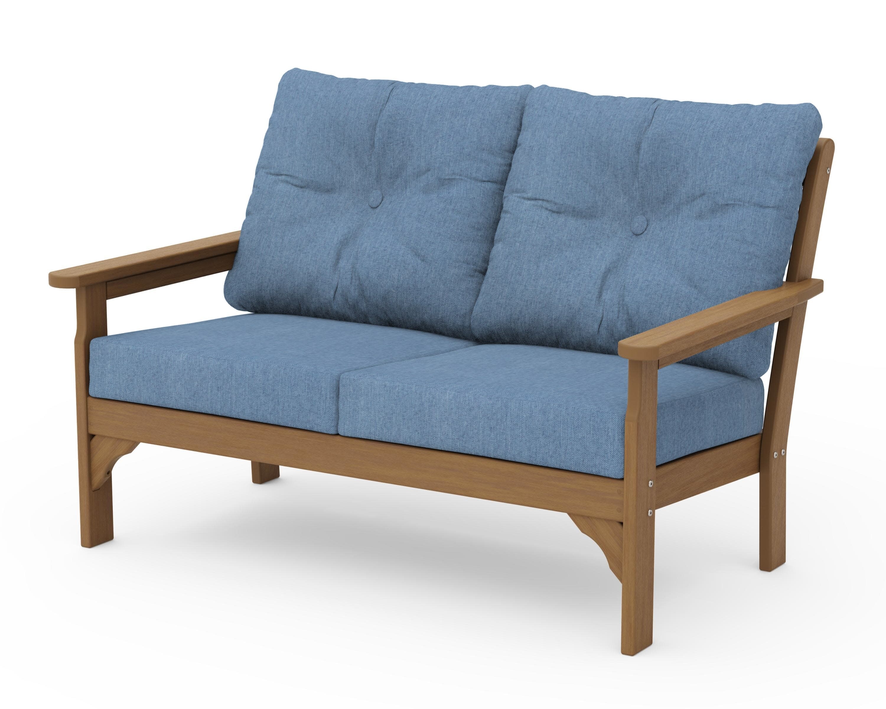 Vineyard Deep Seating Loveseat in Natural / Sky Blue