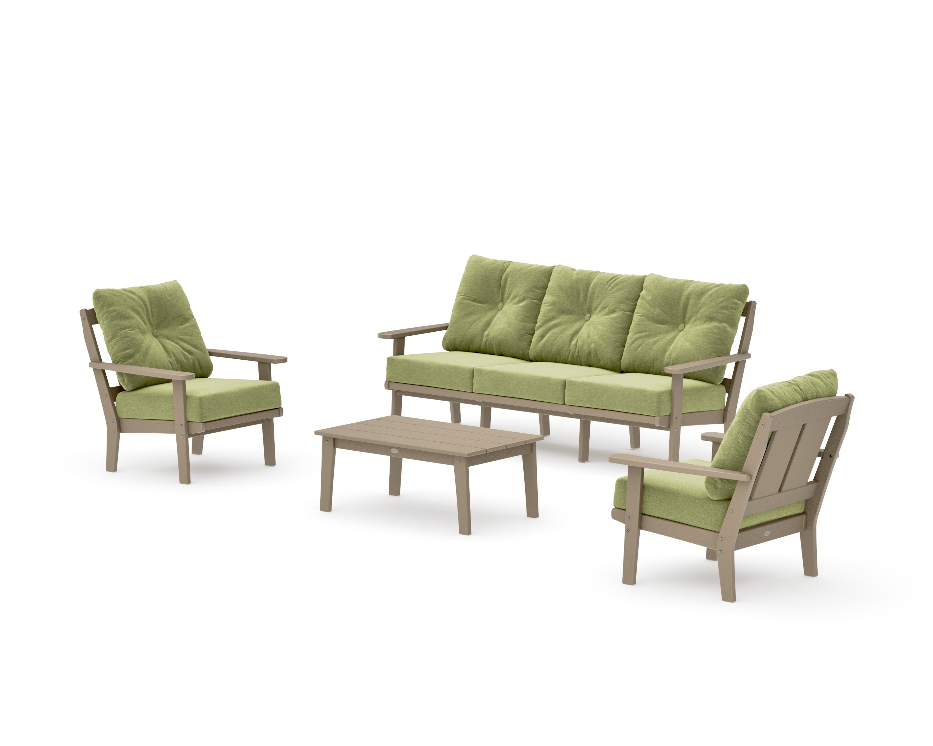 Mission 4-Piece Deep Seating Set with Sofa in Vintage Sahara / Chartreuse Boucle