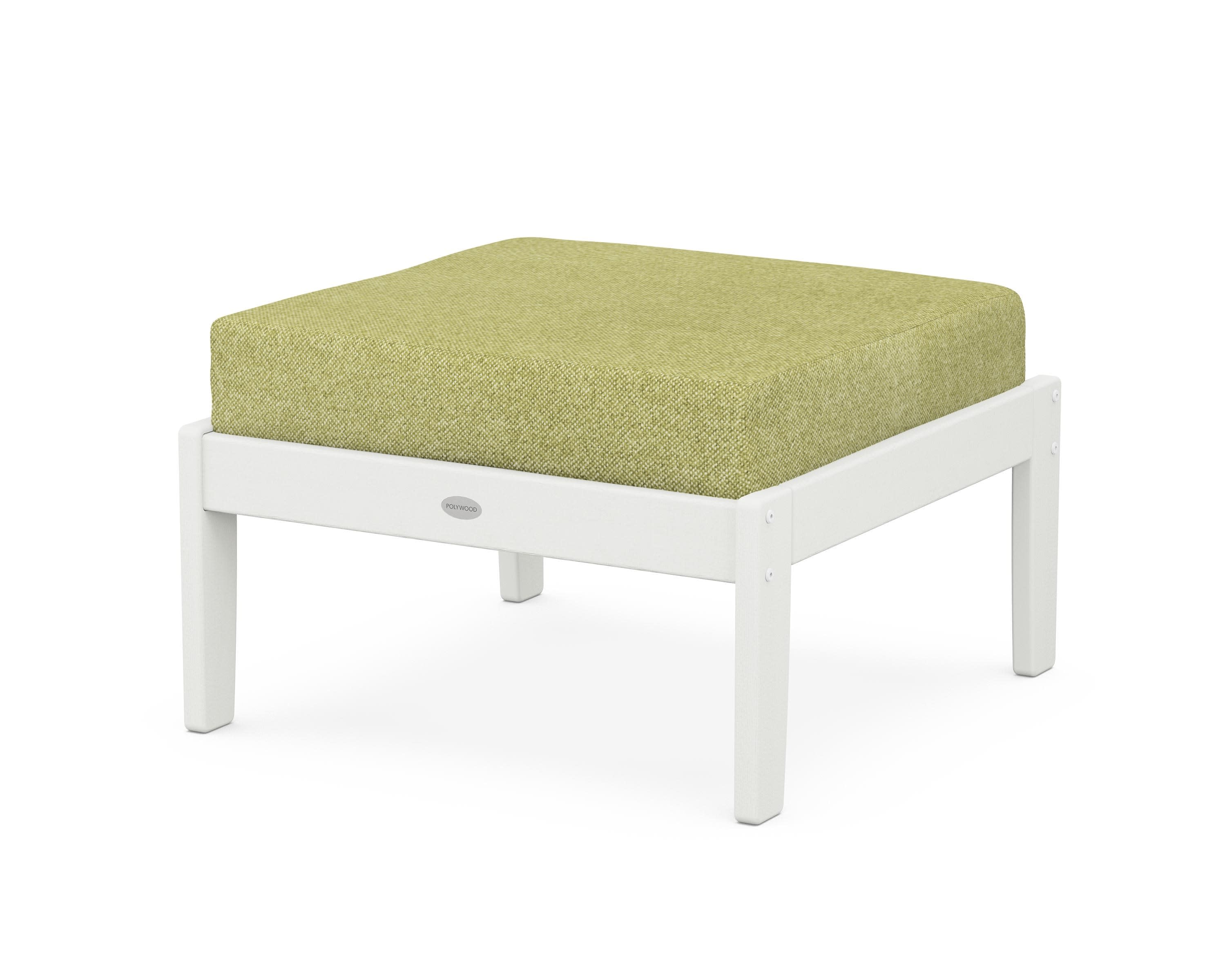 Braxton Deep Seating Ottoman in Vintage White / Chartreuse Boucle