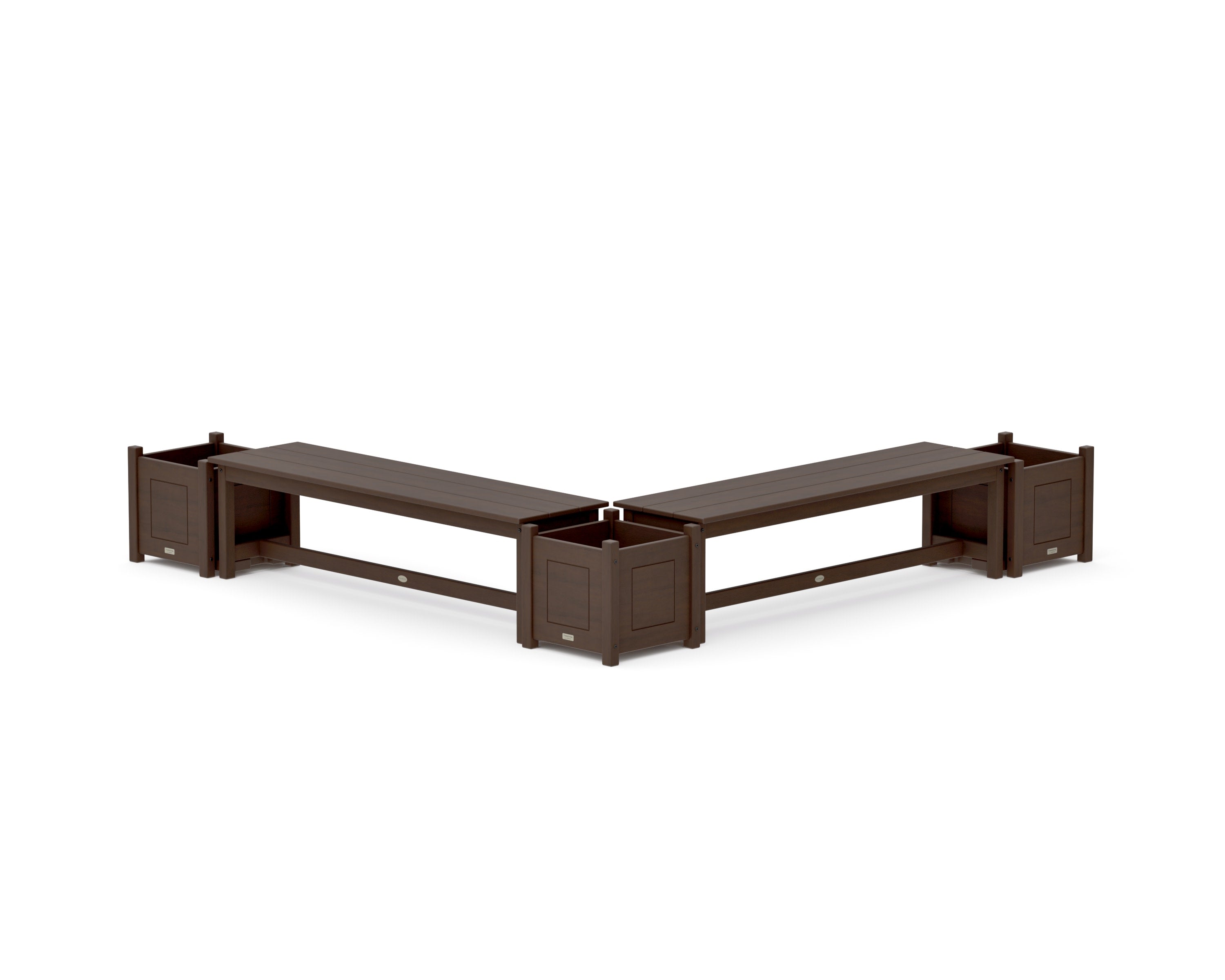 60" Country Living L- Shaped Planter Bench Corner Set in Kona