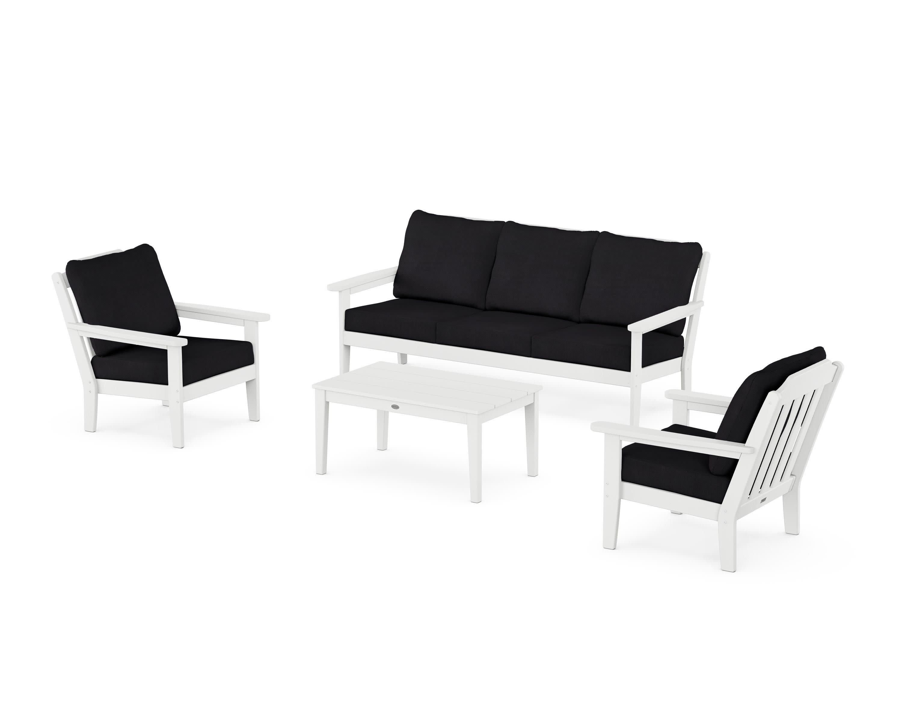 Cottage 4-Piece Deep Seating Set with Sofa in White / Midnight Linen