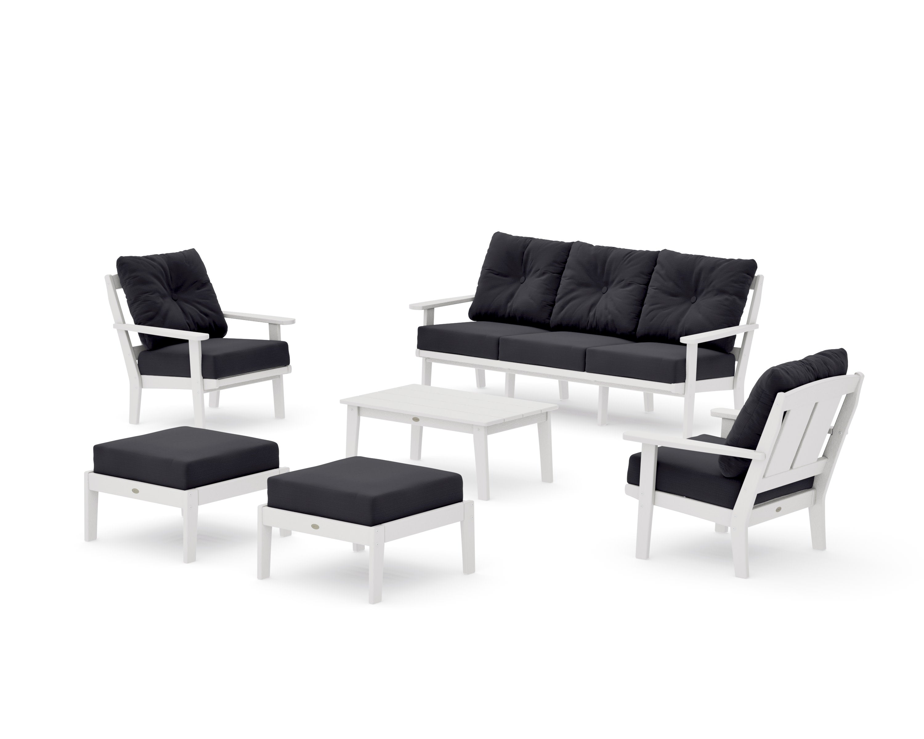Mission 6-Piece Lounge Sofa Set in Vintage White / Midnight Linen