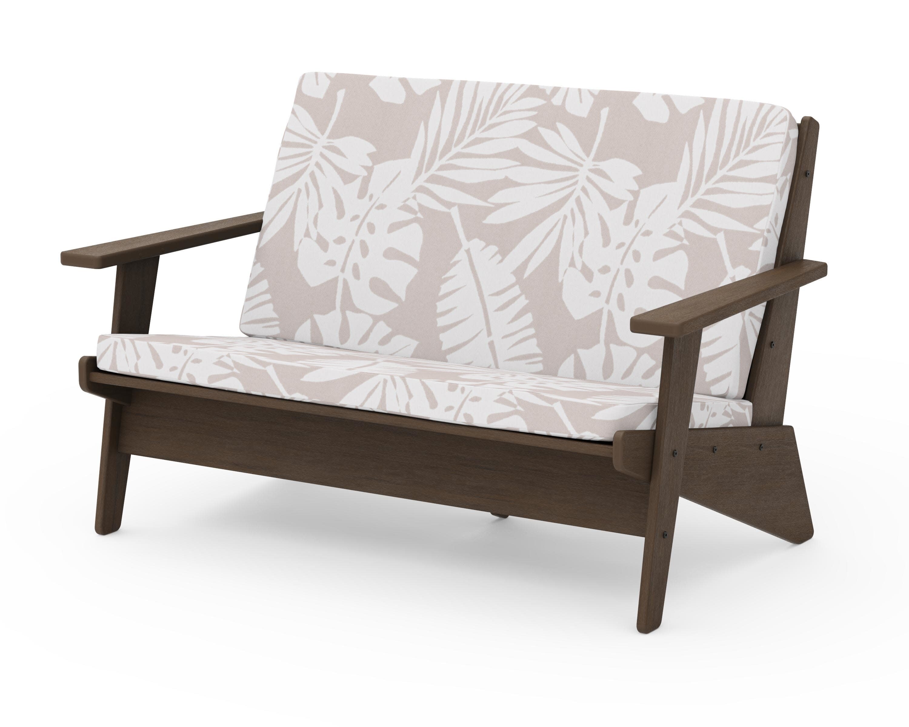 Riviera Modern Lounge Loveseat in Kona / Leaf Dune Burlap
