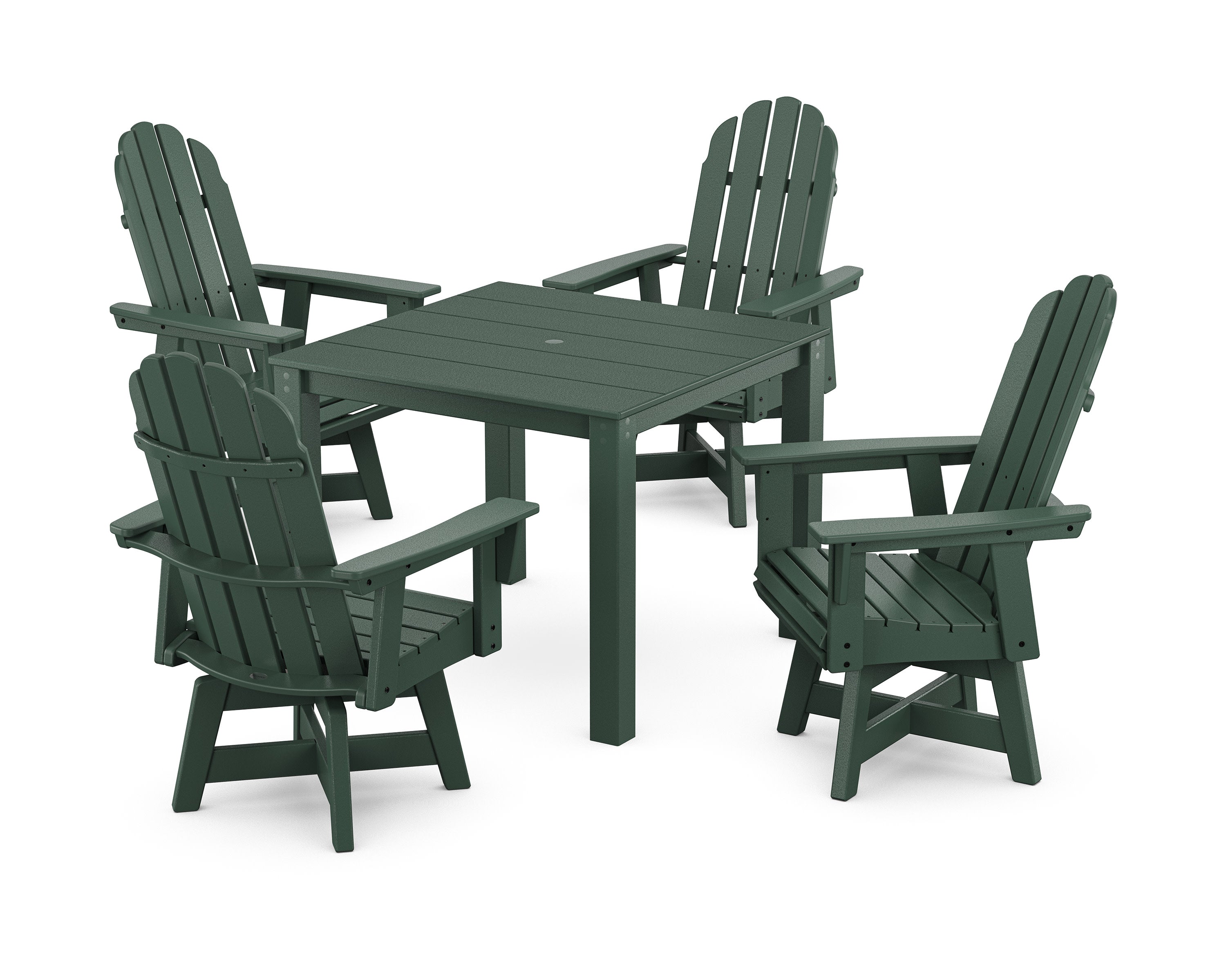 Vineyard Curveback Adirondack 5-Piece Parsons Swivel Dining Set in Green