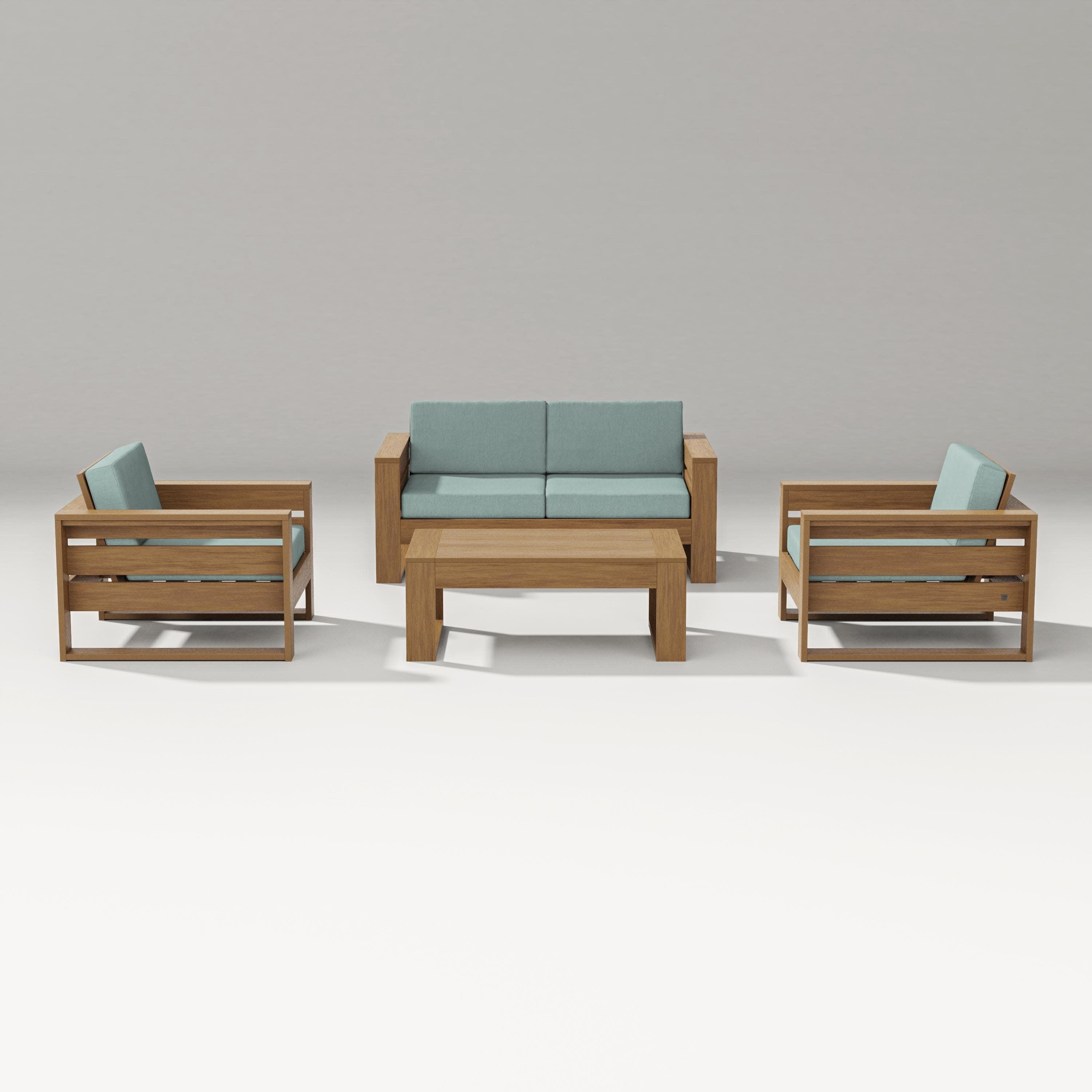 Latitude 4-Piece Lounge Loveseat Set in Natural / Glacier Spa