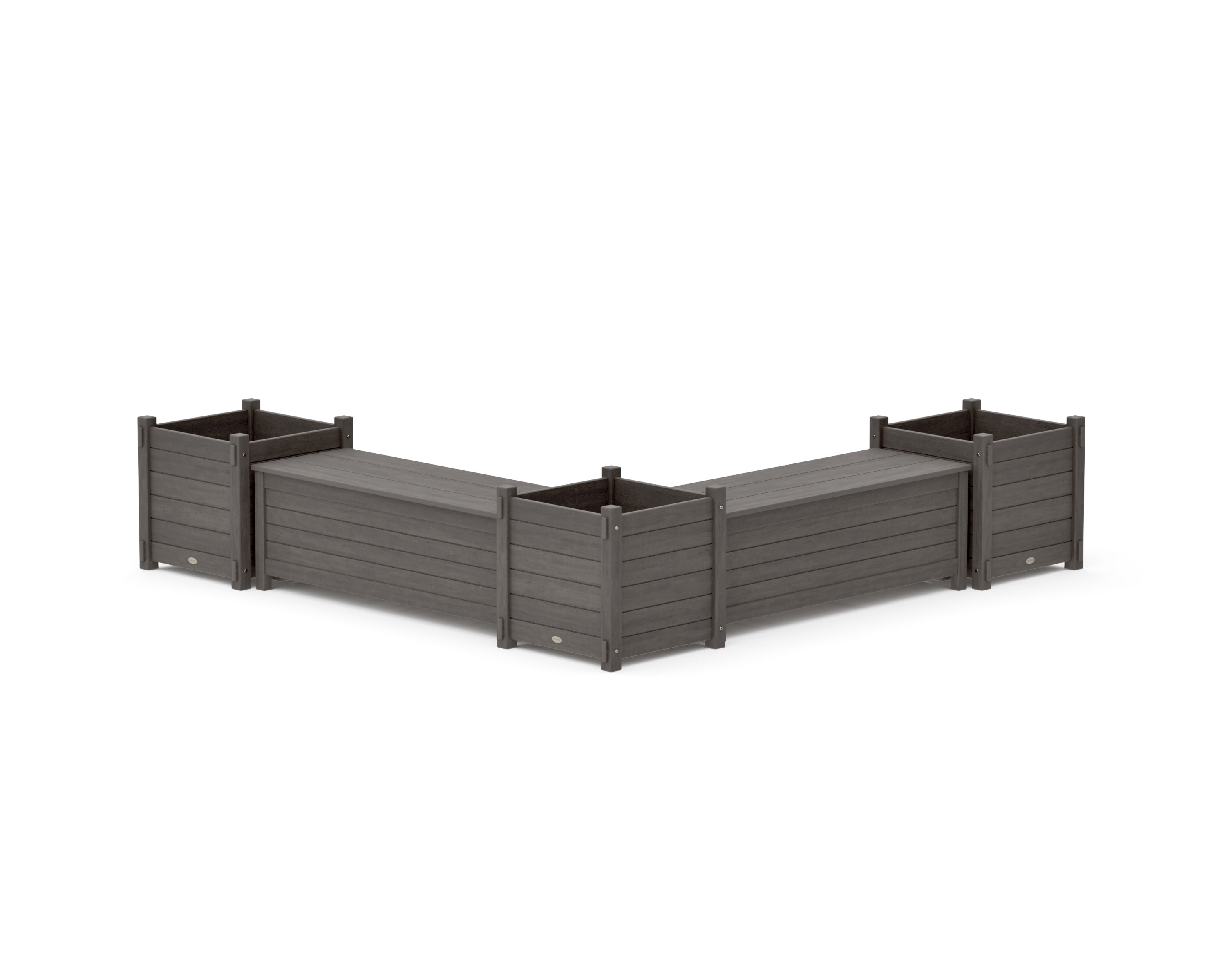 48" Nautical L- Shaped Planter Storage Bench Corner Set- Large in Driftwood
