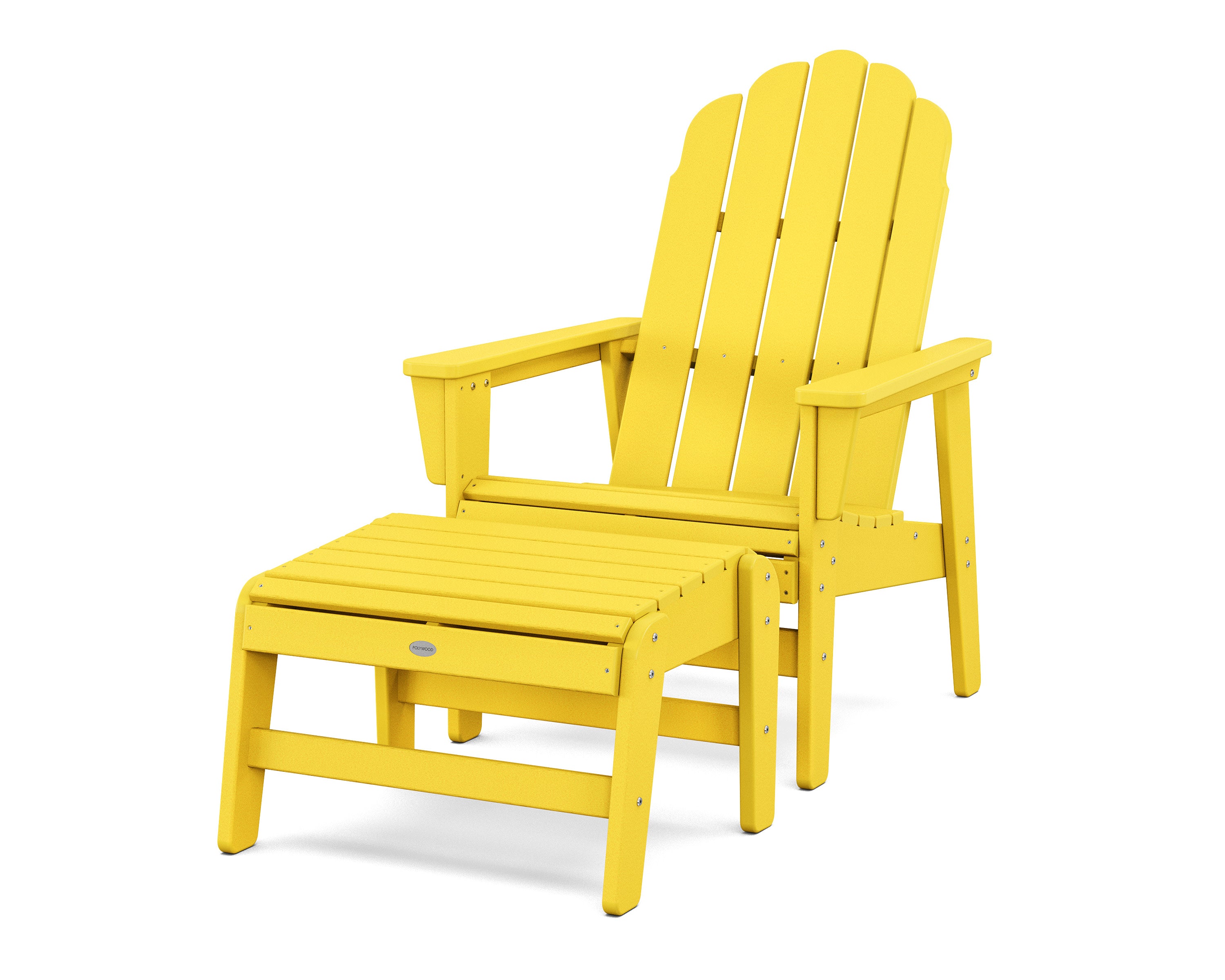 Vineyard Grand Upright Adirondack Chair with Ottoman in Lemon