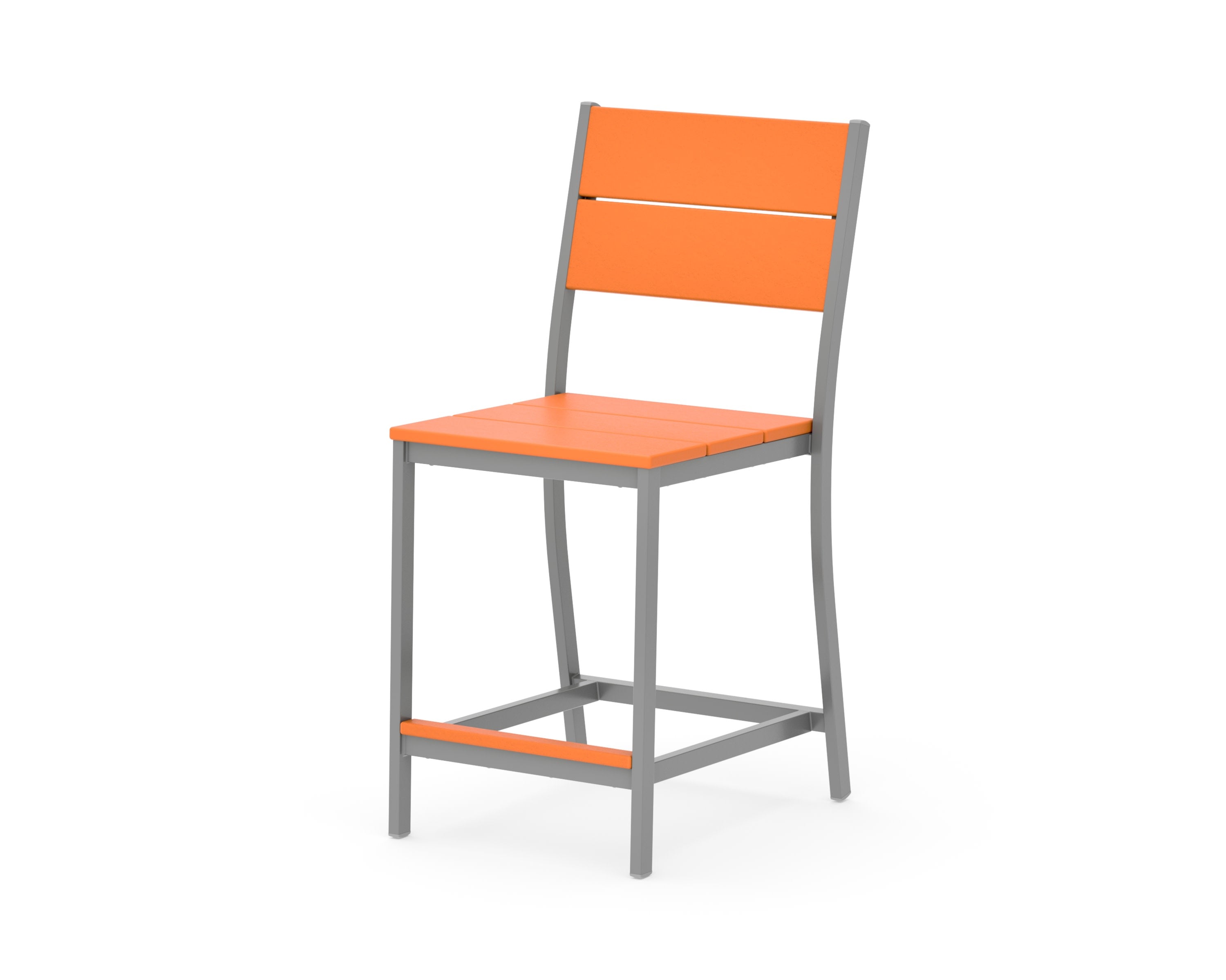 Main Street Counter Side Chair in Silver / Tangerine