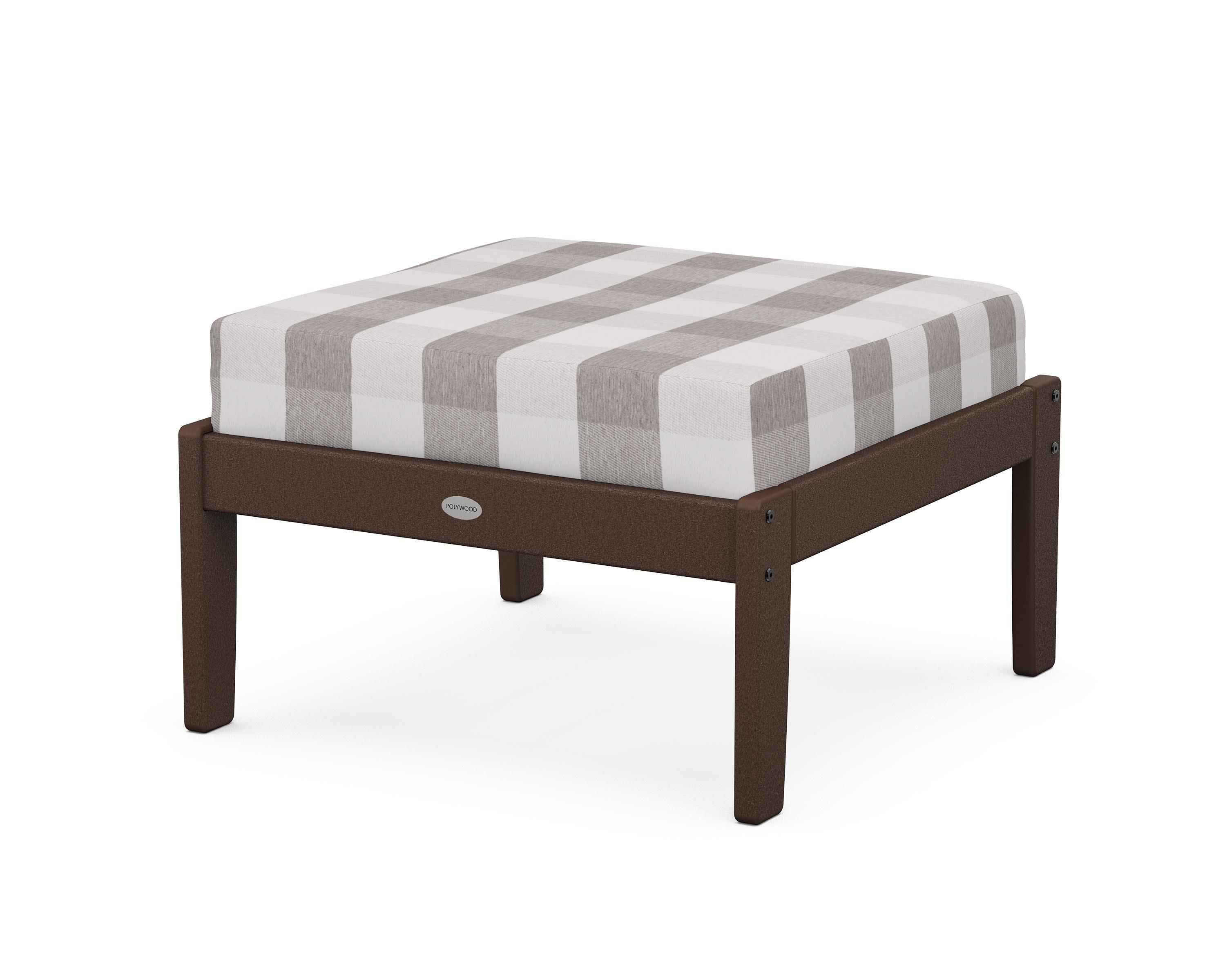 Braxton Deep Seating Ottoman in Mahogany / Buffalo Plaid Grey Mist