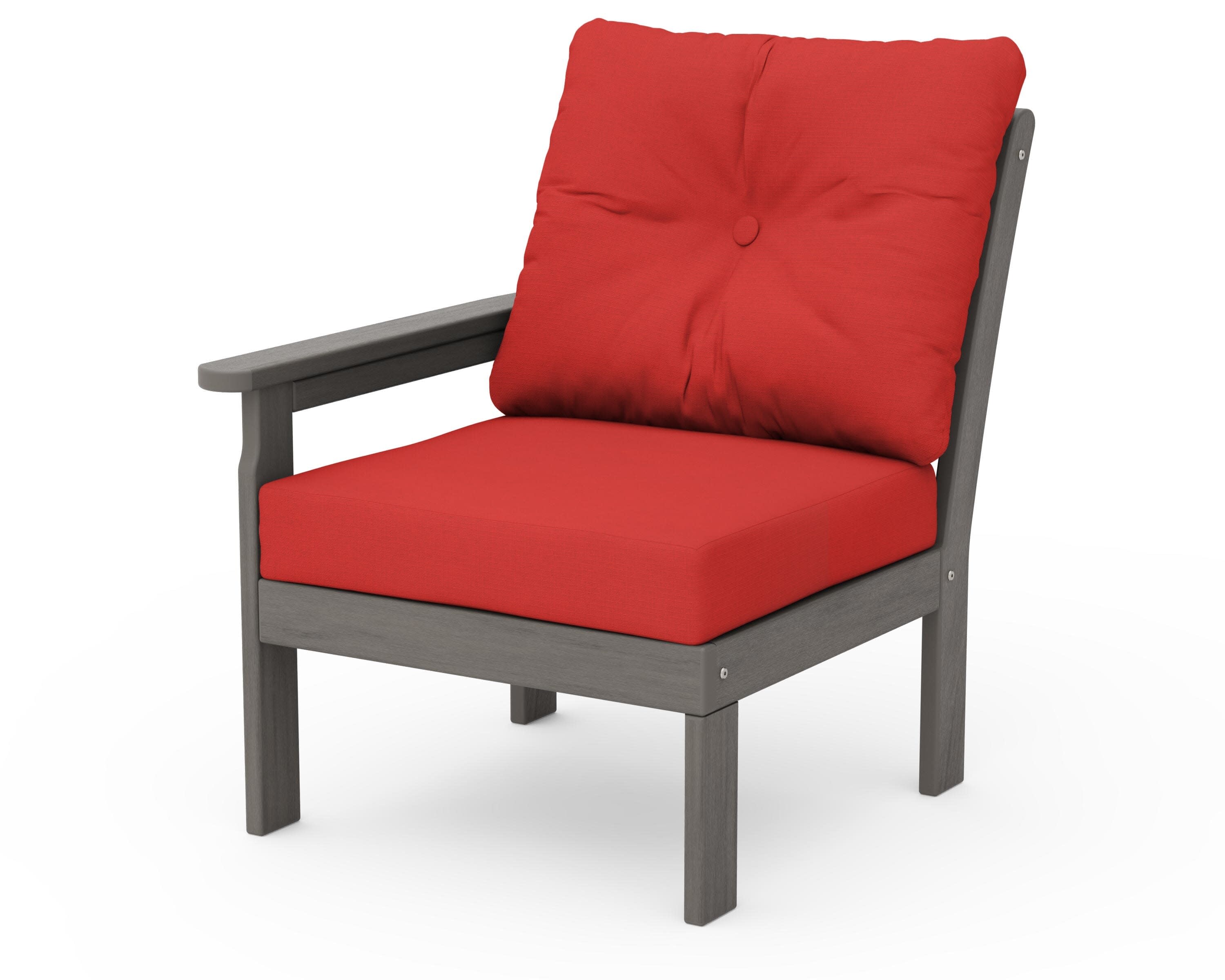 Vineyard Modular Left Arm Chair in Driftwood / Crimson Linen