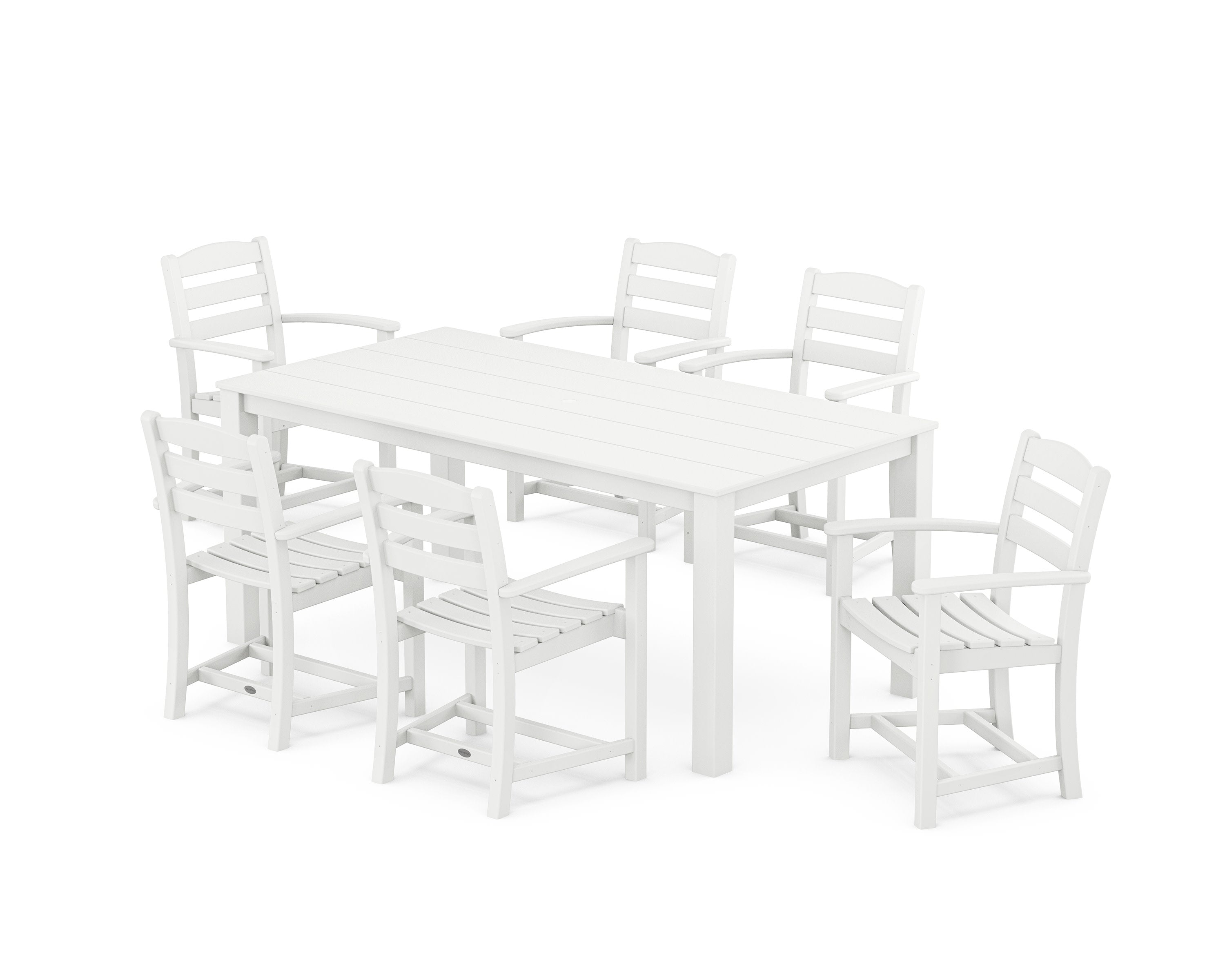 La Casa Cafe' Arm Chair 7-Piece Parsons Dining Set in White
