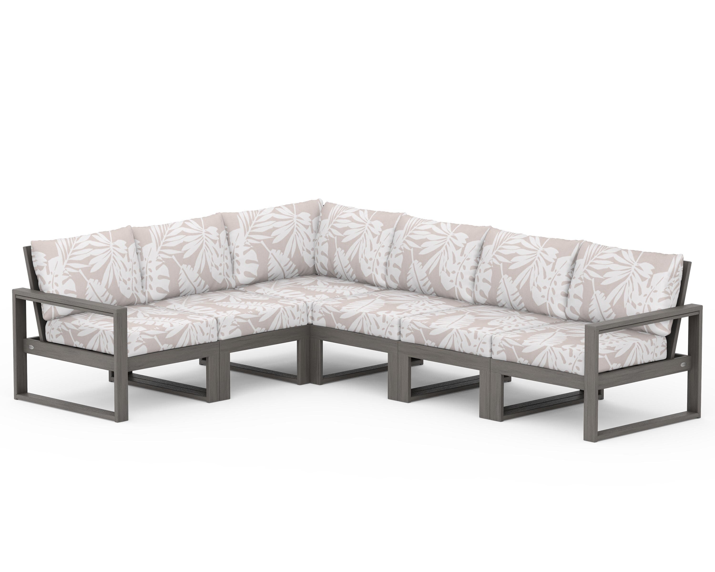 EDGE 6-Piece Modular Deep Seating Set in Driftwood / Leaf Dune Burlap