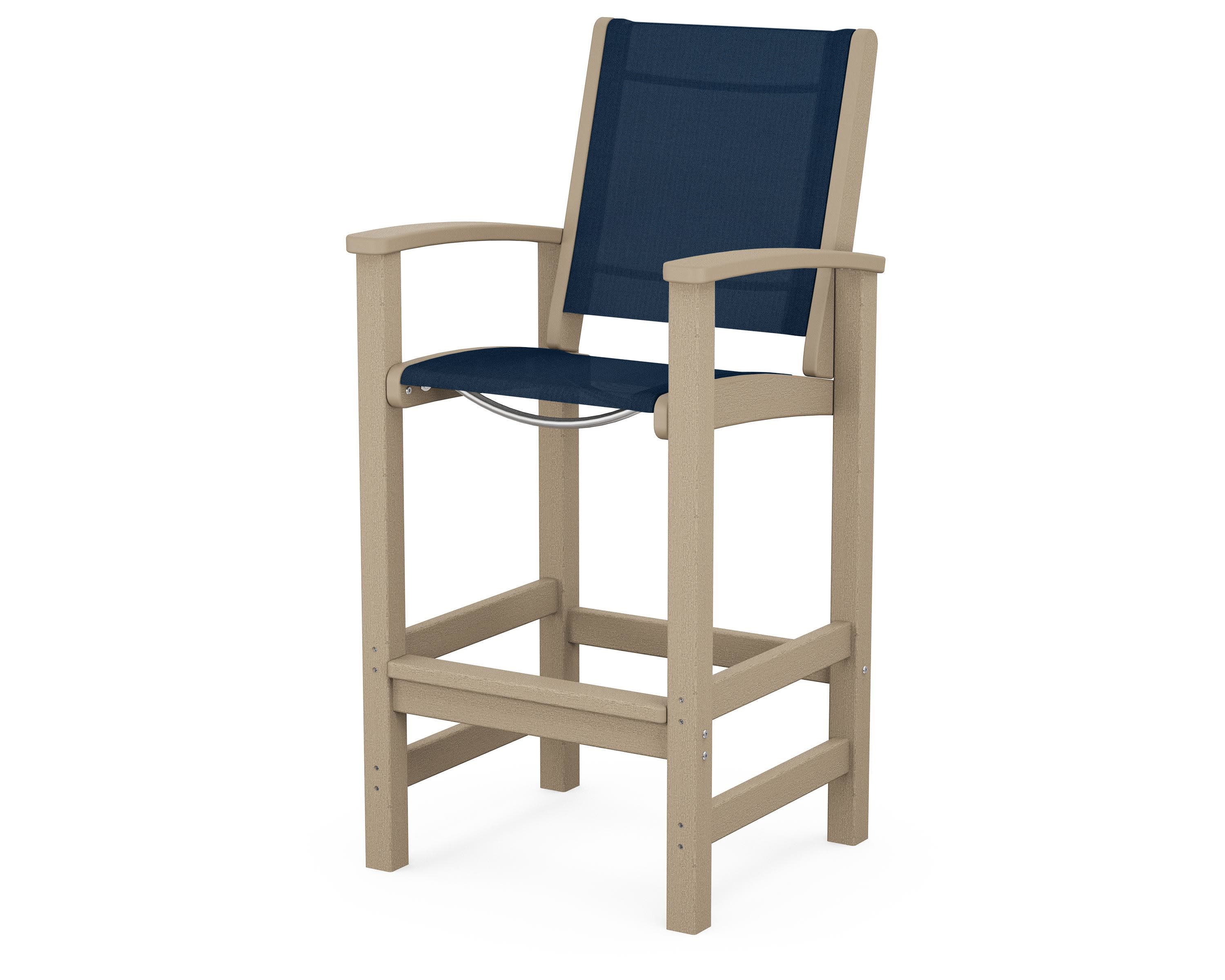 Coastal Bar Chair in Vintage Sahara / Navy Blue Sling