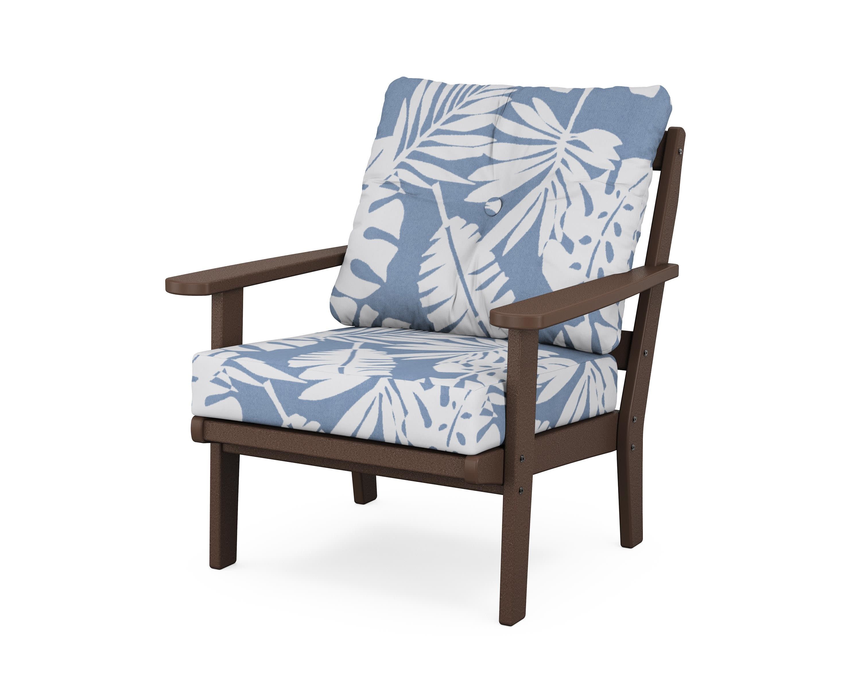 Mission Deep Seating Chair in Mahogany / Leaf Sky Blue