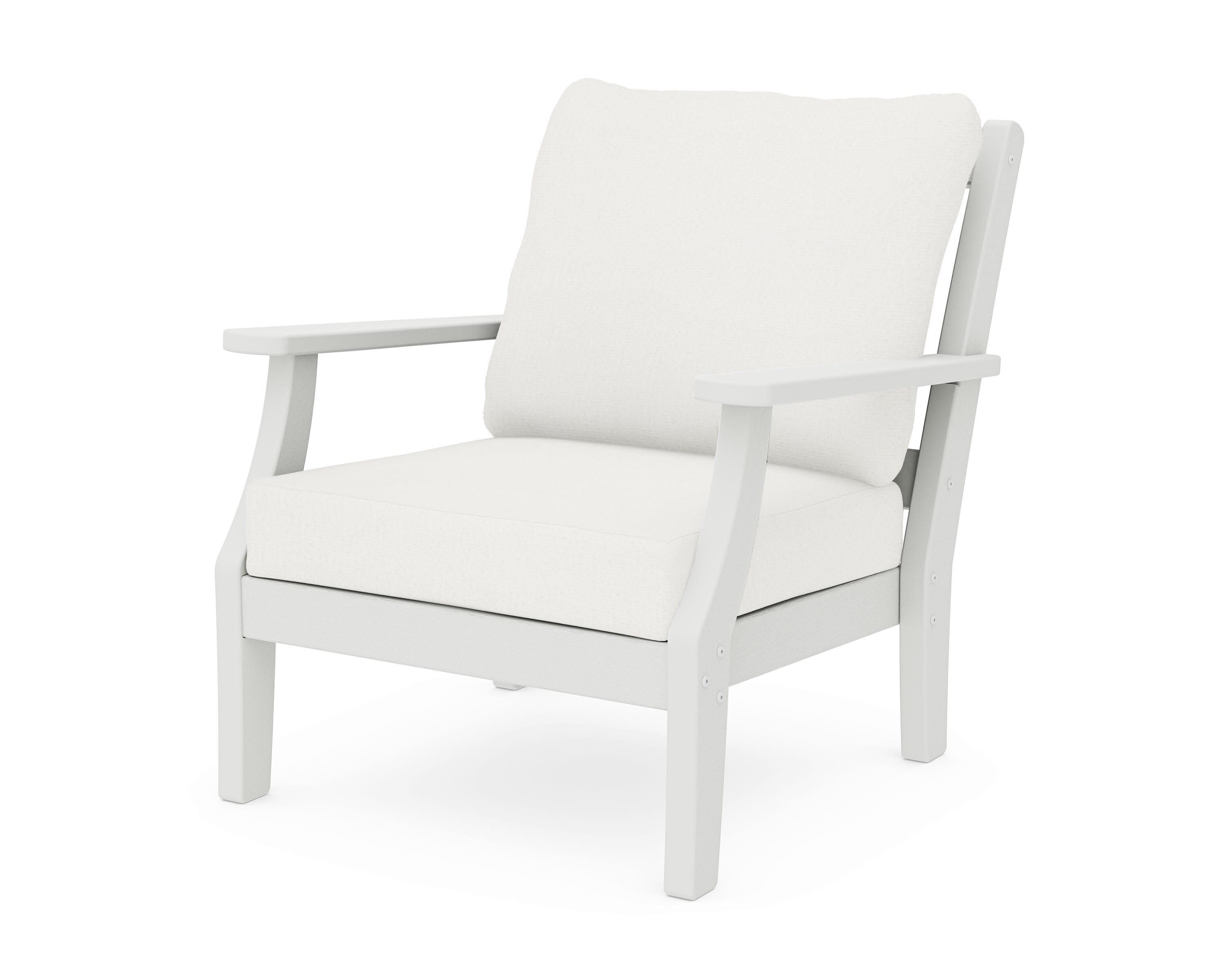 Chinoiserie Deep Seating Chair in Vintage White / Natural Linen