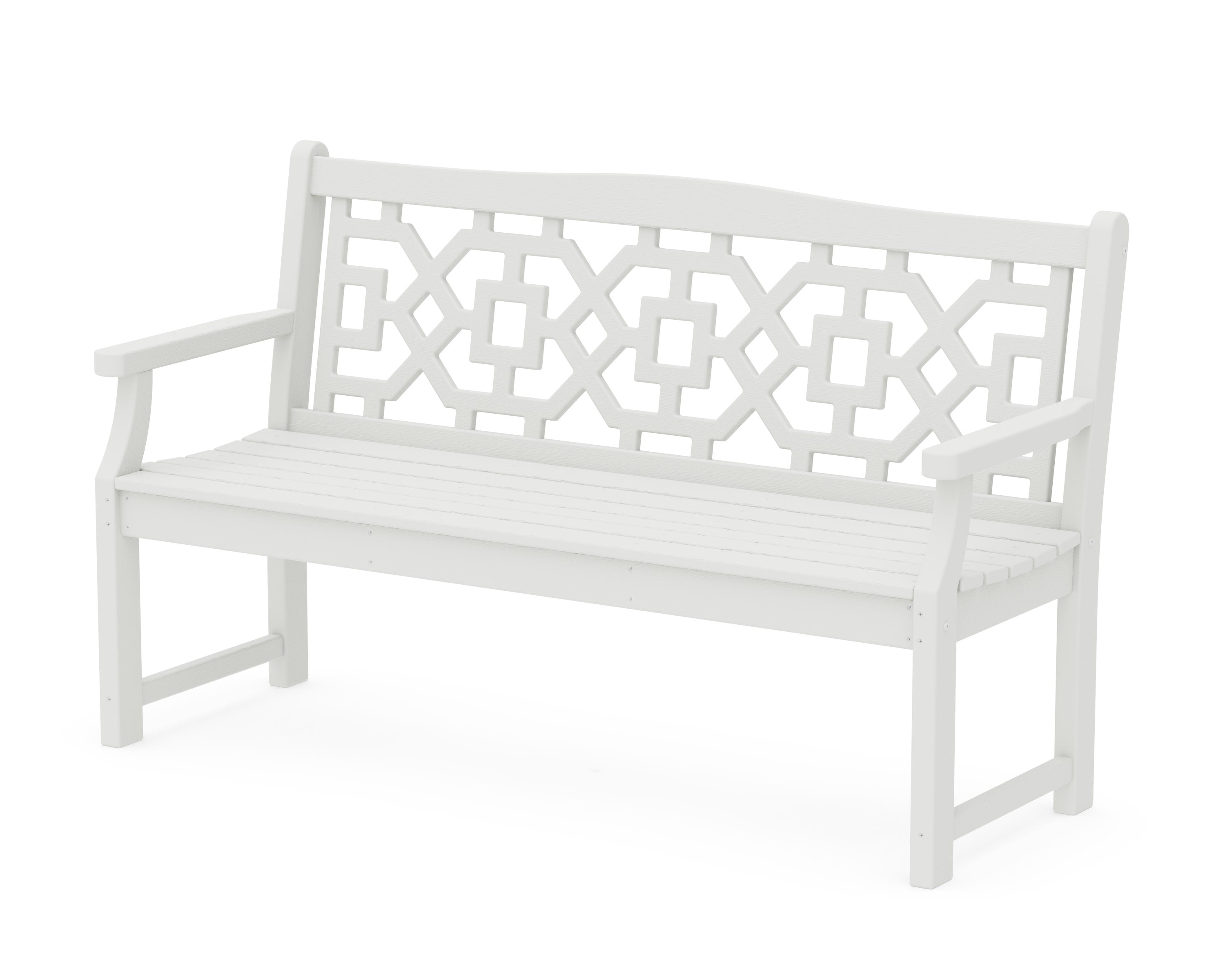 Chinoiserie 60" Garden Bench in Vintage White