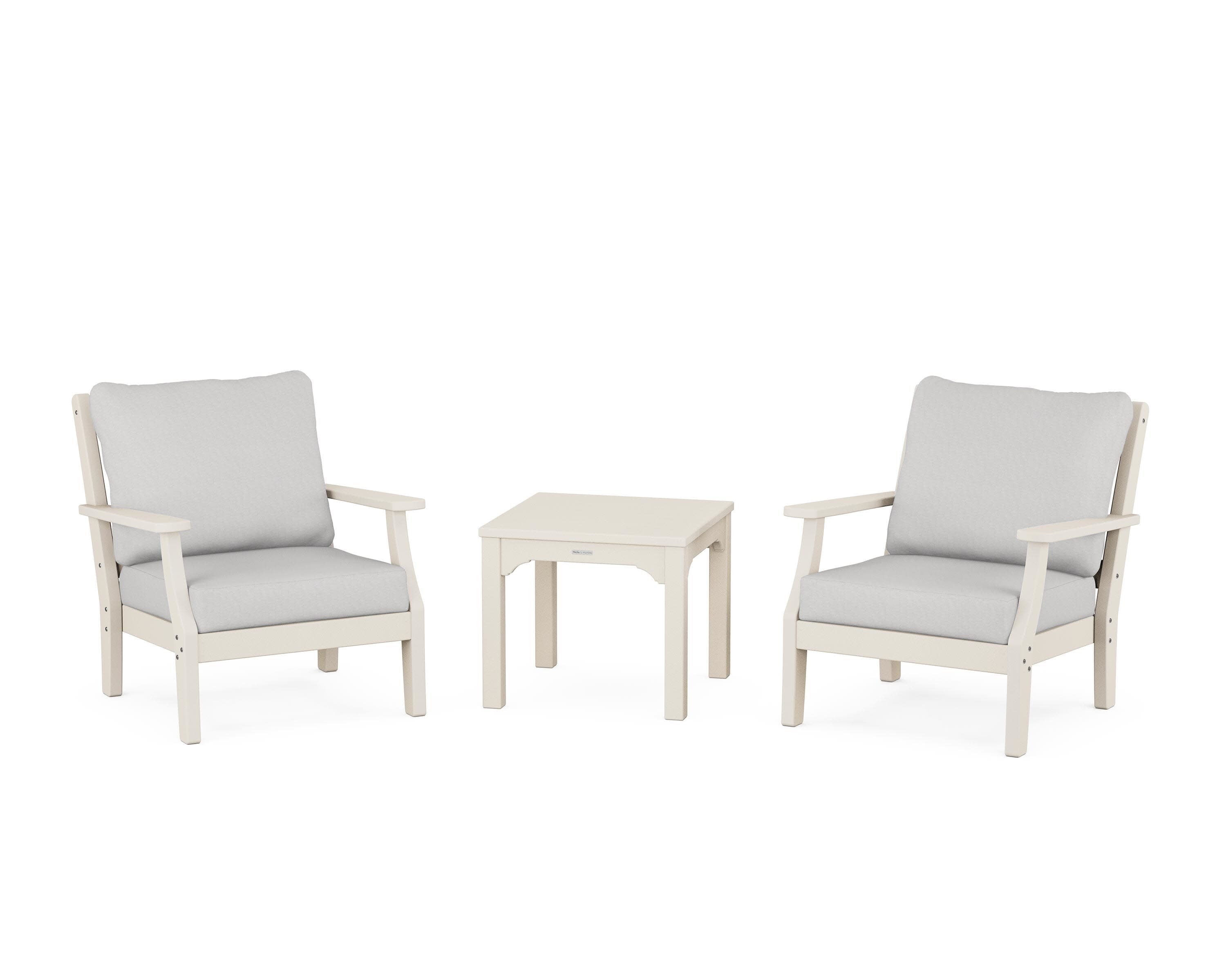 Chinoiserie 3-Piece Deep Seating Set in Sand / Diamond in the Rough