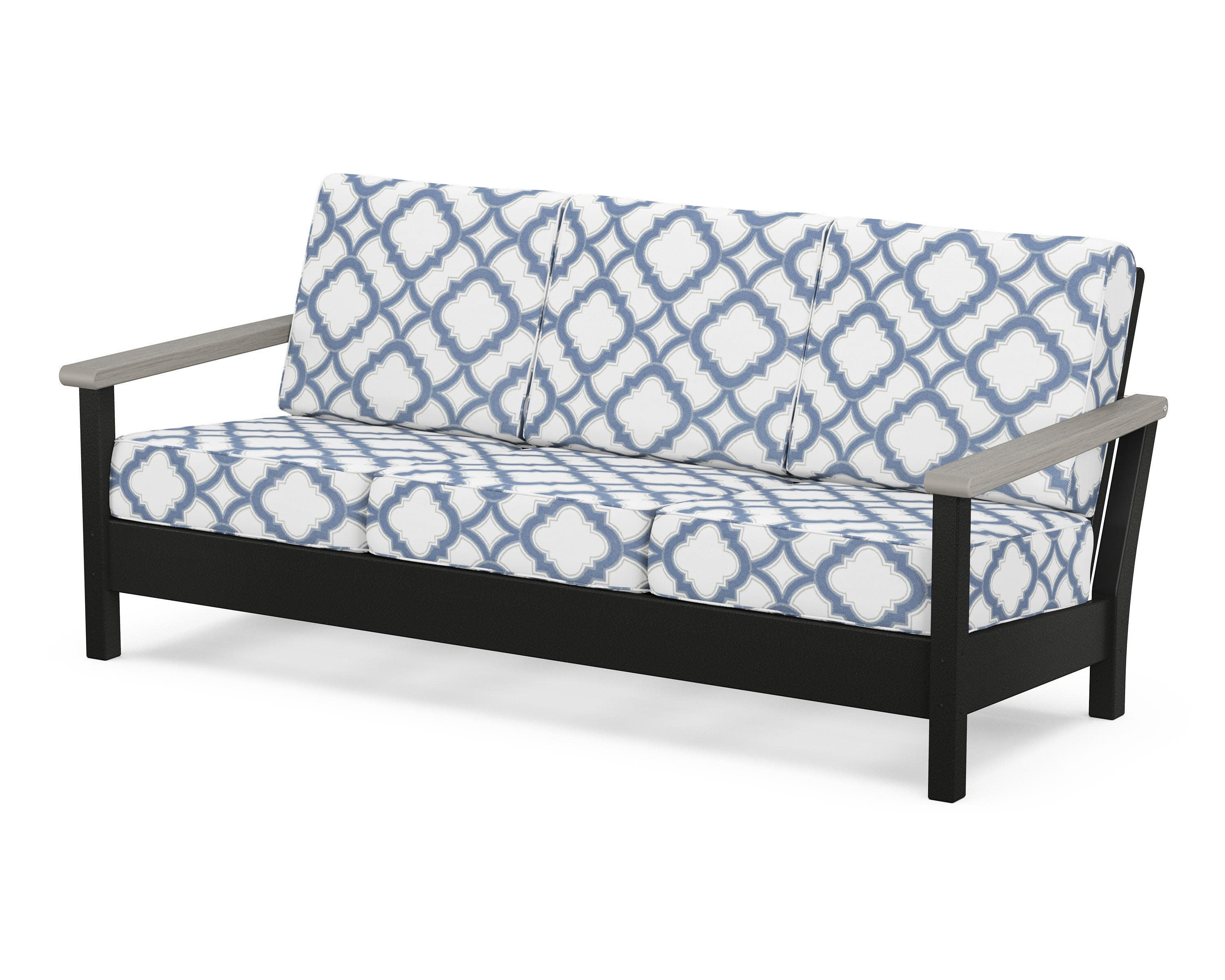 Harbour Deep Seating Sofa in Black / Driftwood / Trellis Sky Blue