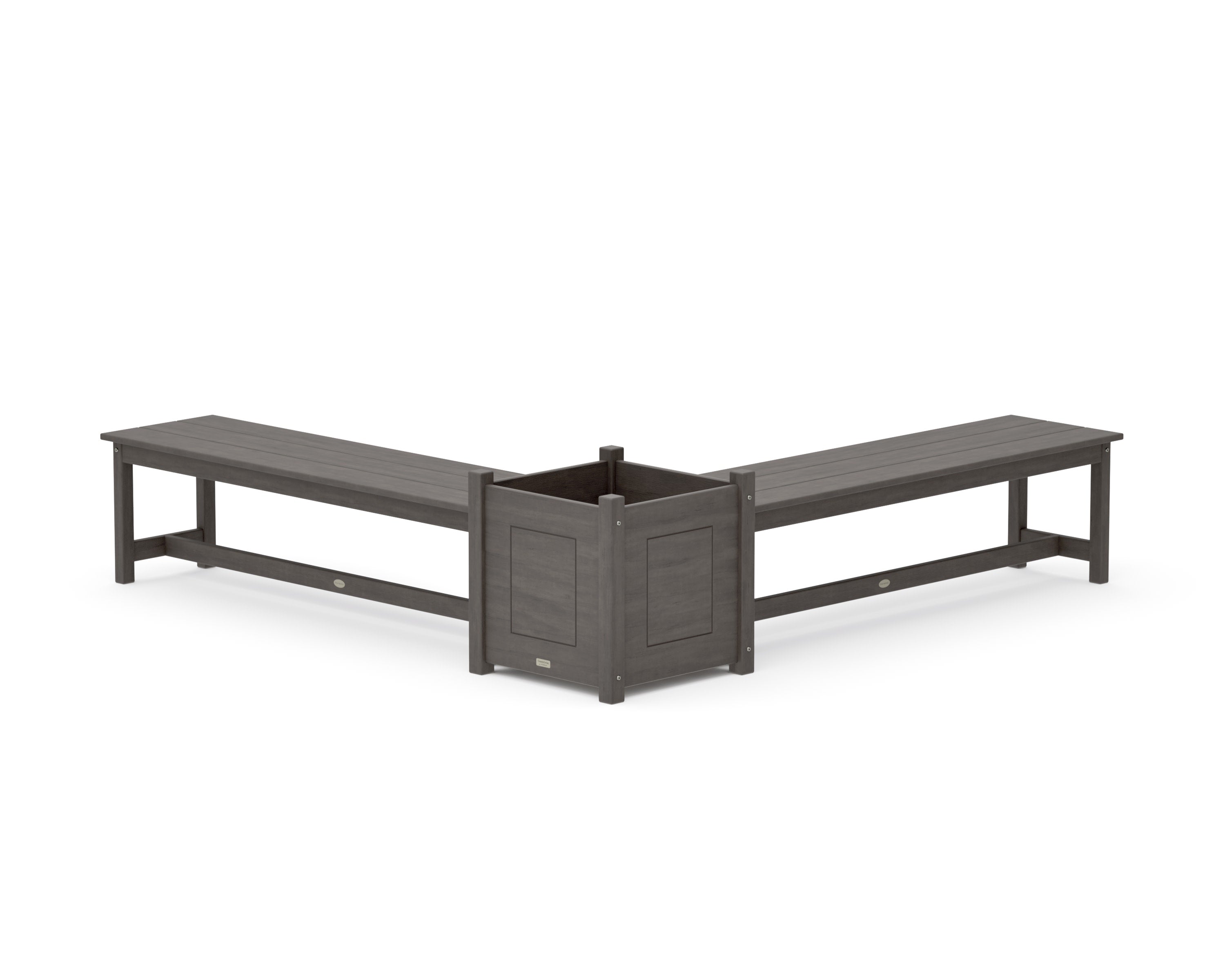 60" Country Living L- Shaped Planter Bench Set- Large in Driftwood