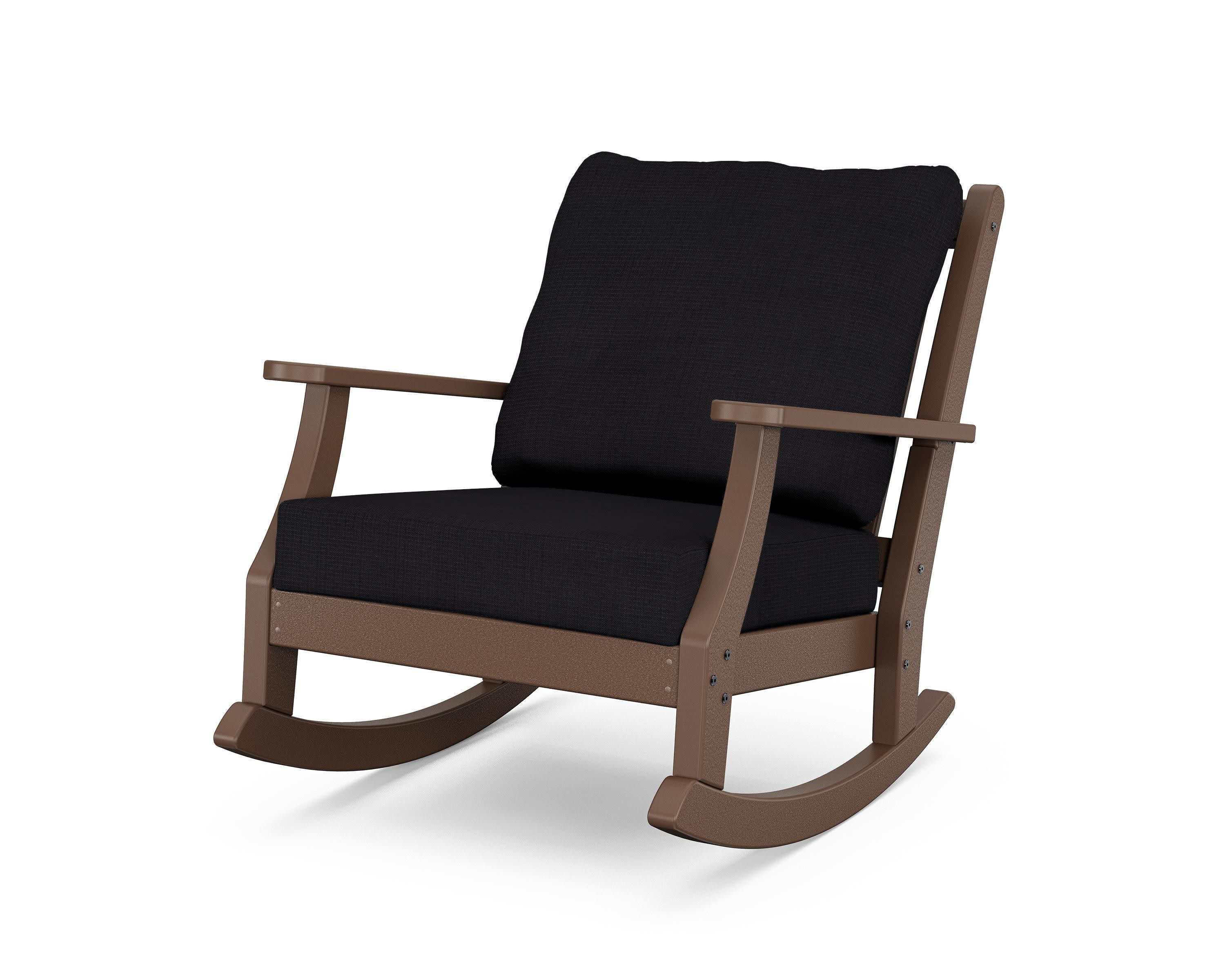Wovendale Deep Seating Rocking Chair in Mahogany / Midnight Linen