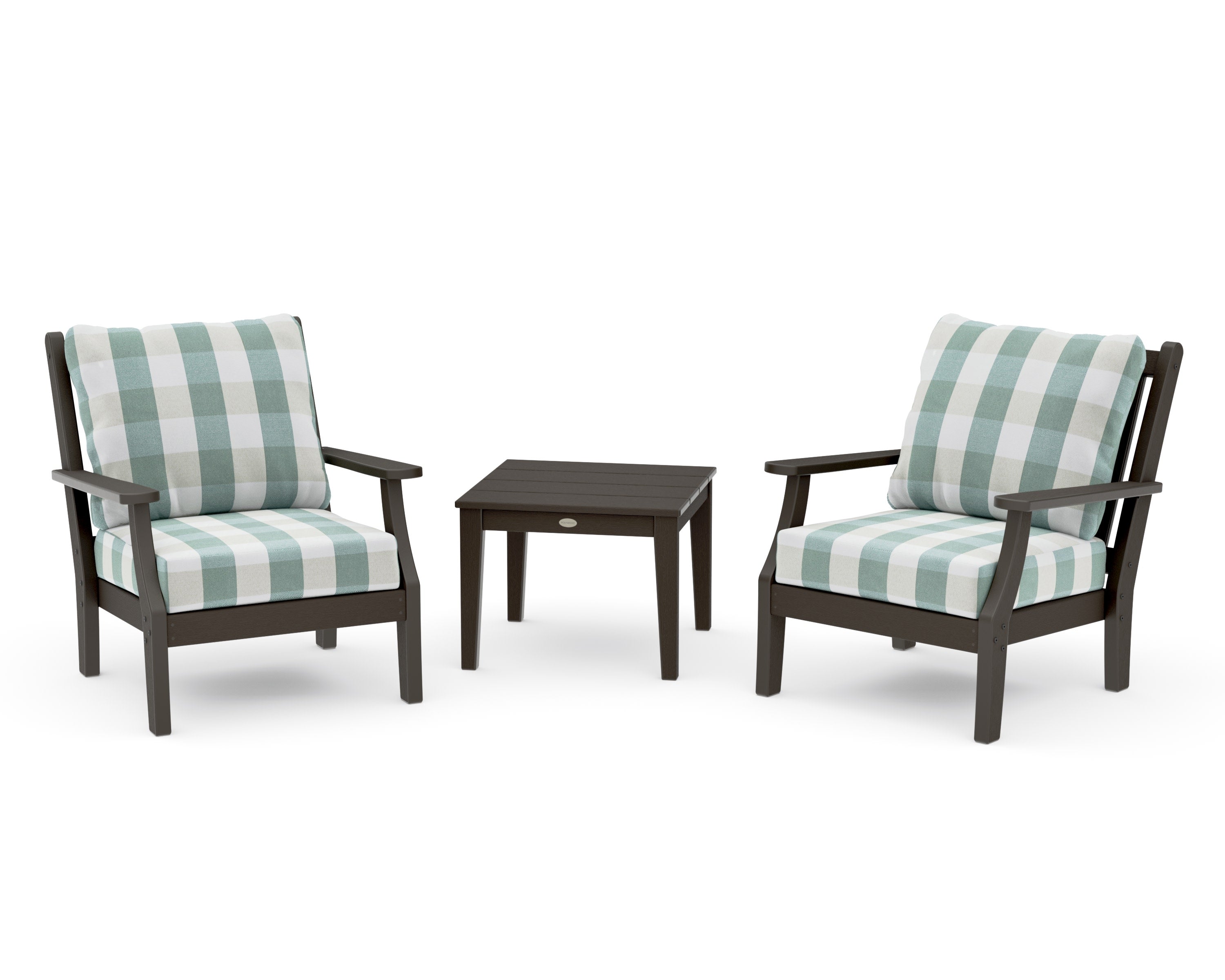 Wovendale 3-Piece Deep Seating Set in Vintage Coffee / Buffalo Plaid Glacier Spa