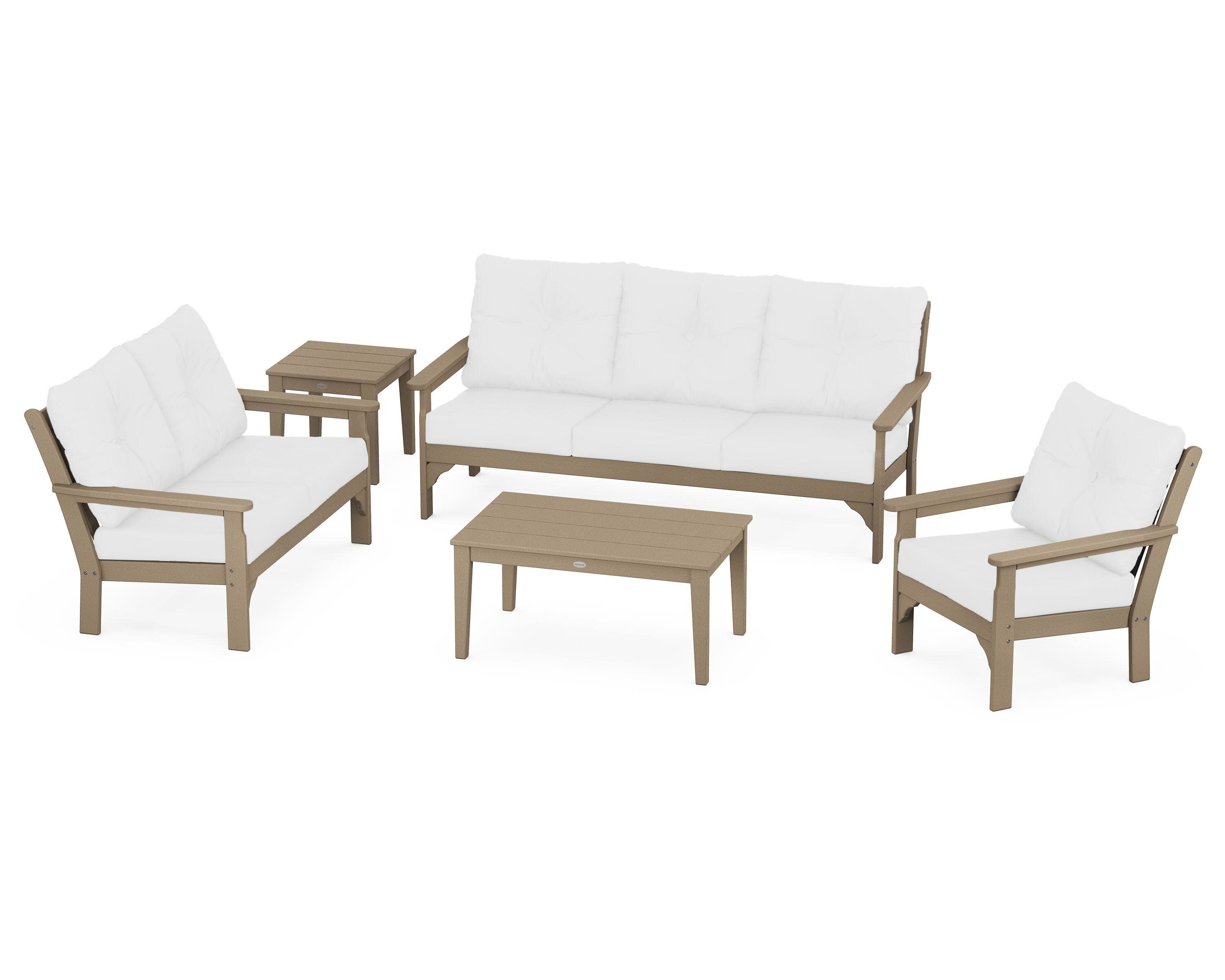 Vineyard 5 Piece Deep Seating Set in Vintage Sahara / Natural