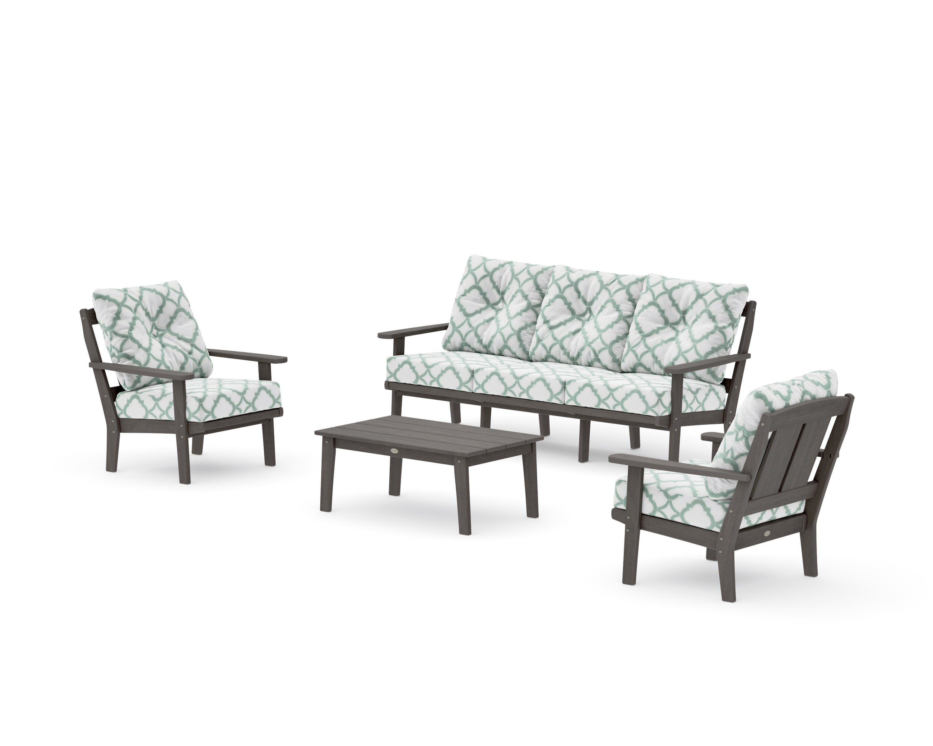 Mission 4-Piece Deep Seating Set with Sofa in Driftwood / Trellis Glacier Spa