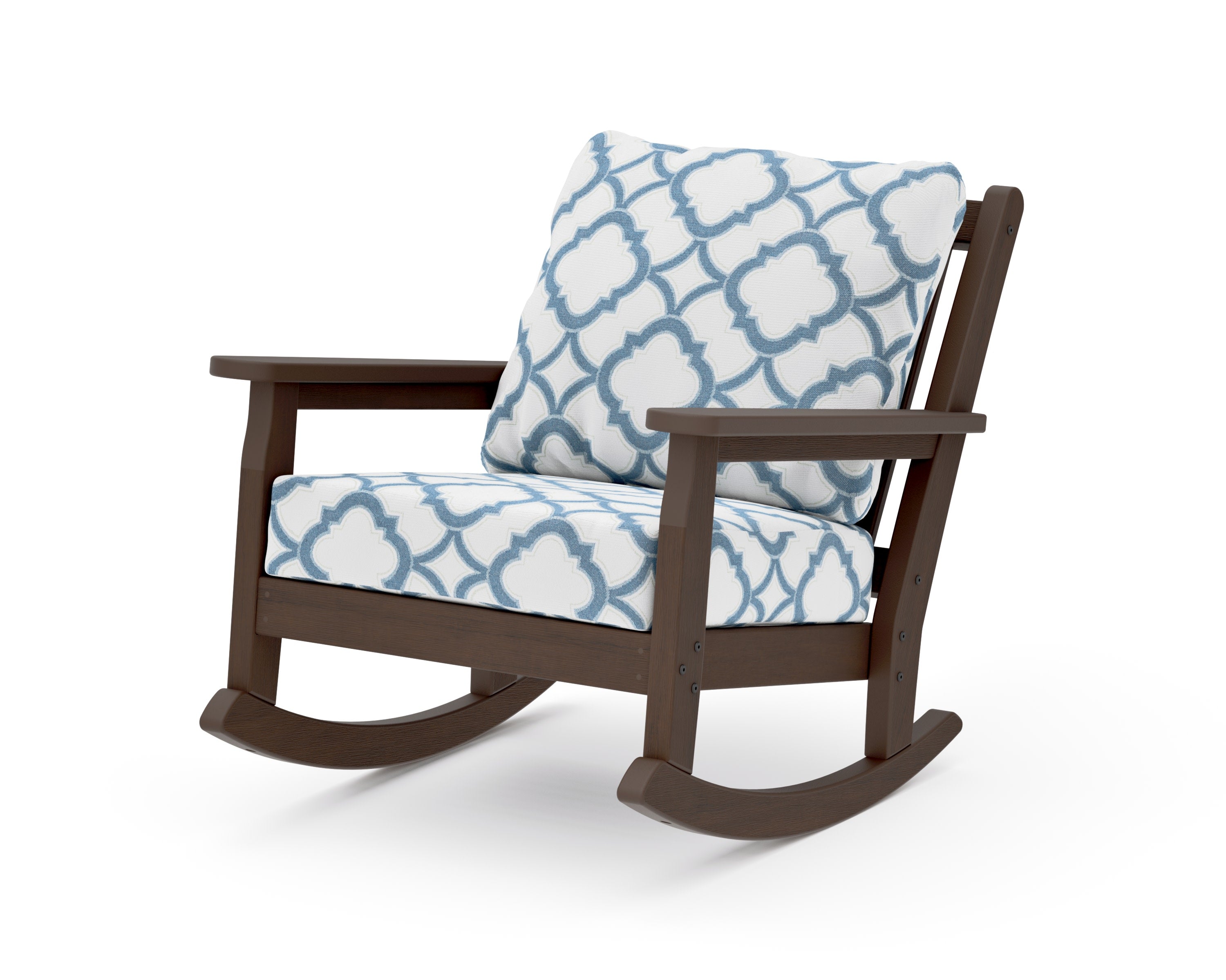 Chippendale Deep Seating Rocking Chair in Kona / Trellis Sky Blue