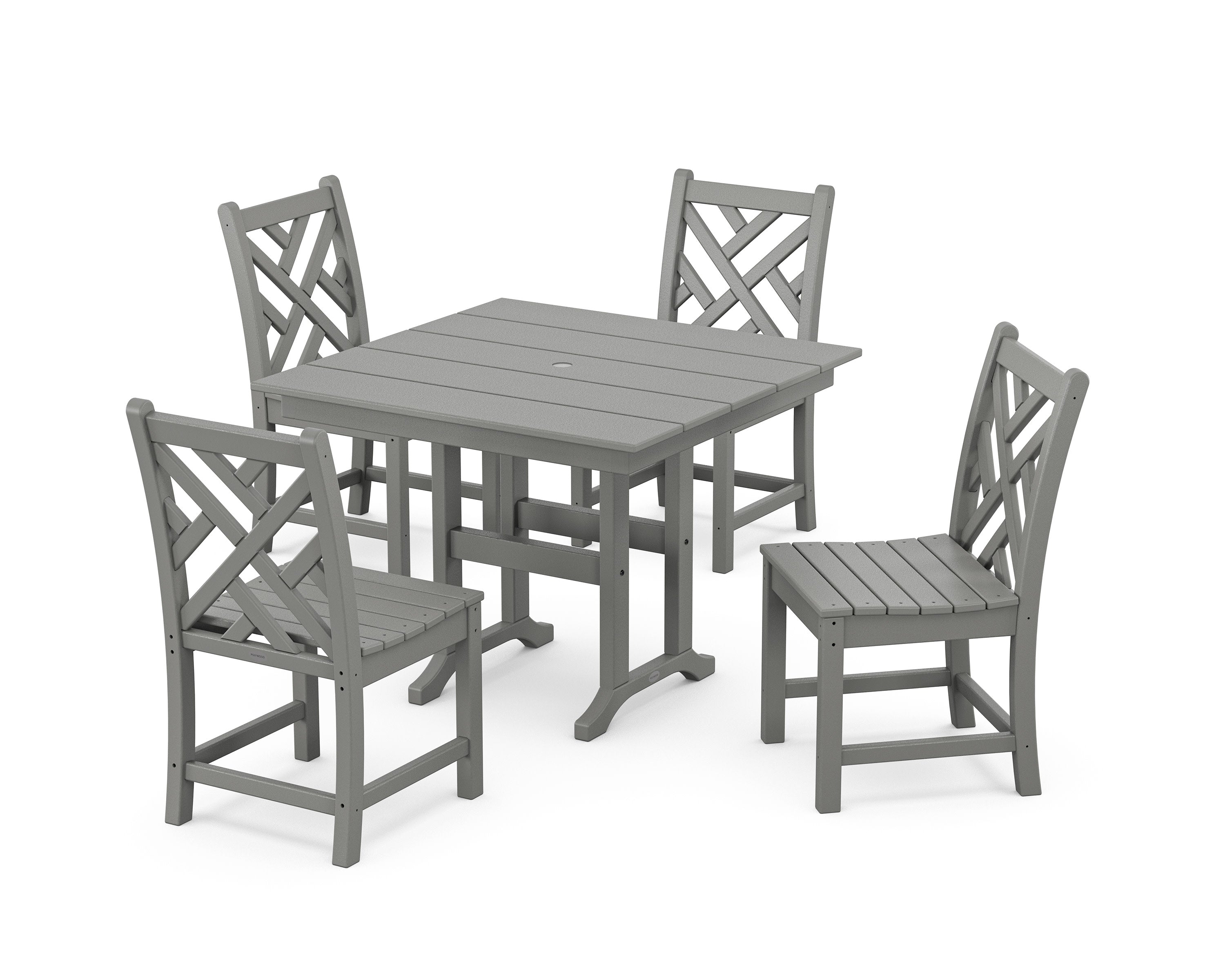 Chippendale Side Chair 5-Piece Farmhouse Dining Set in Slate Grey