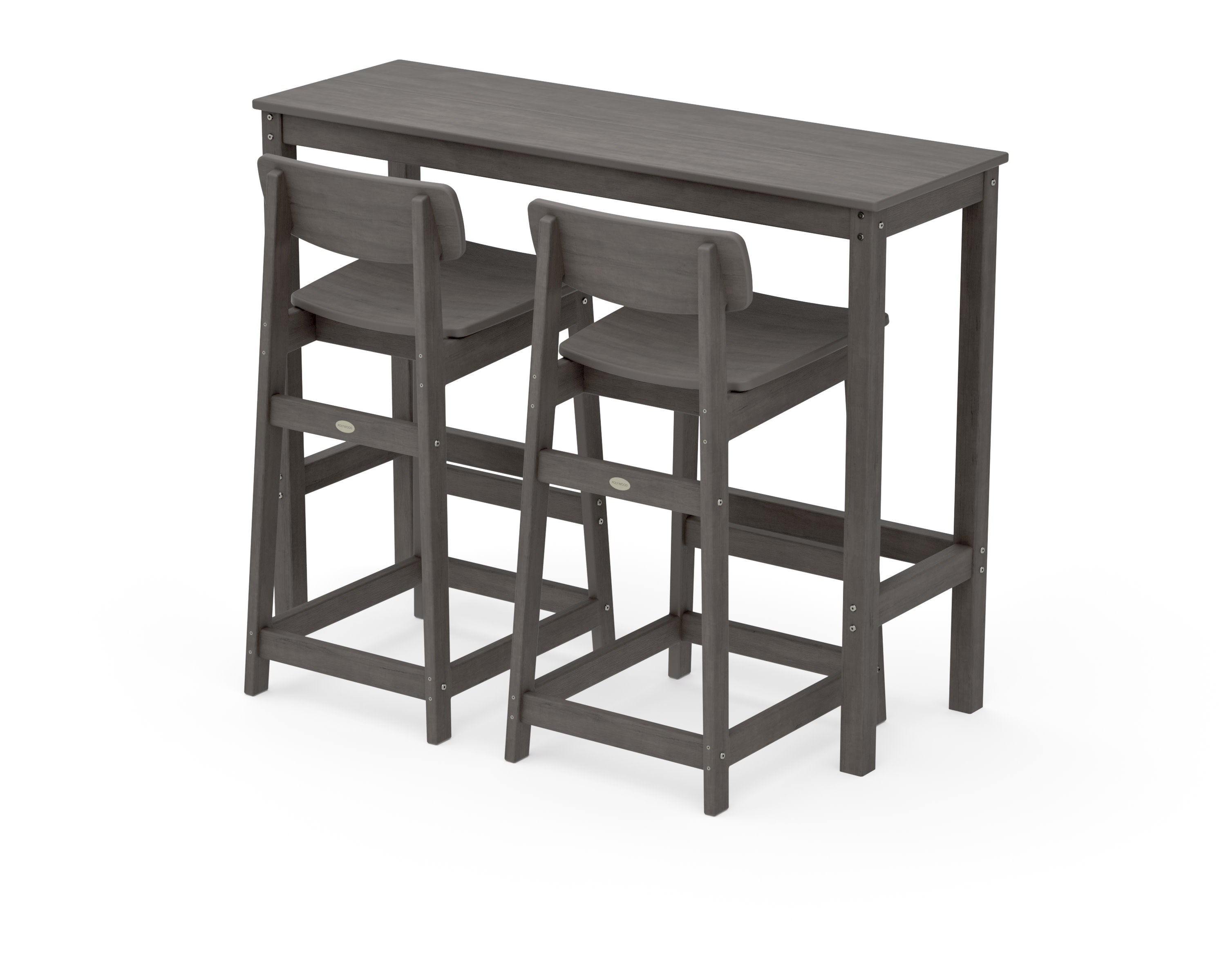 Modern Studio Urban Lowback Bar Chair 3-Piece Balcony Set in Driftwood
