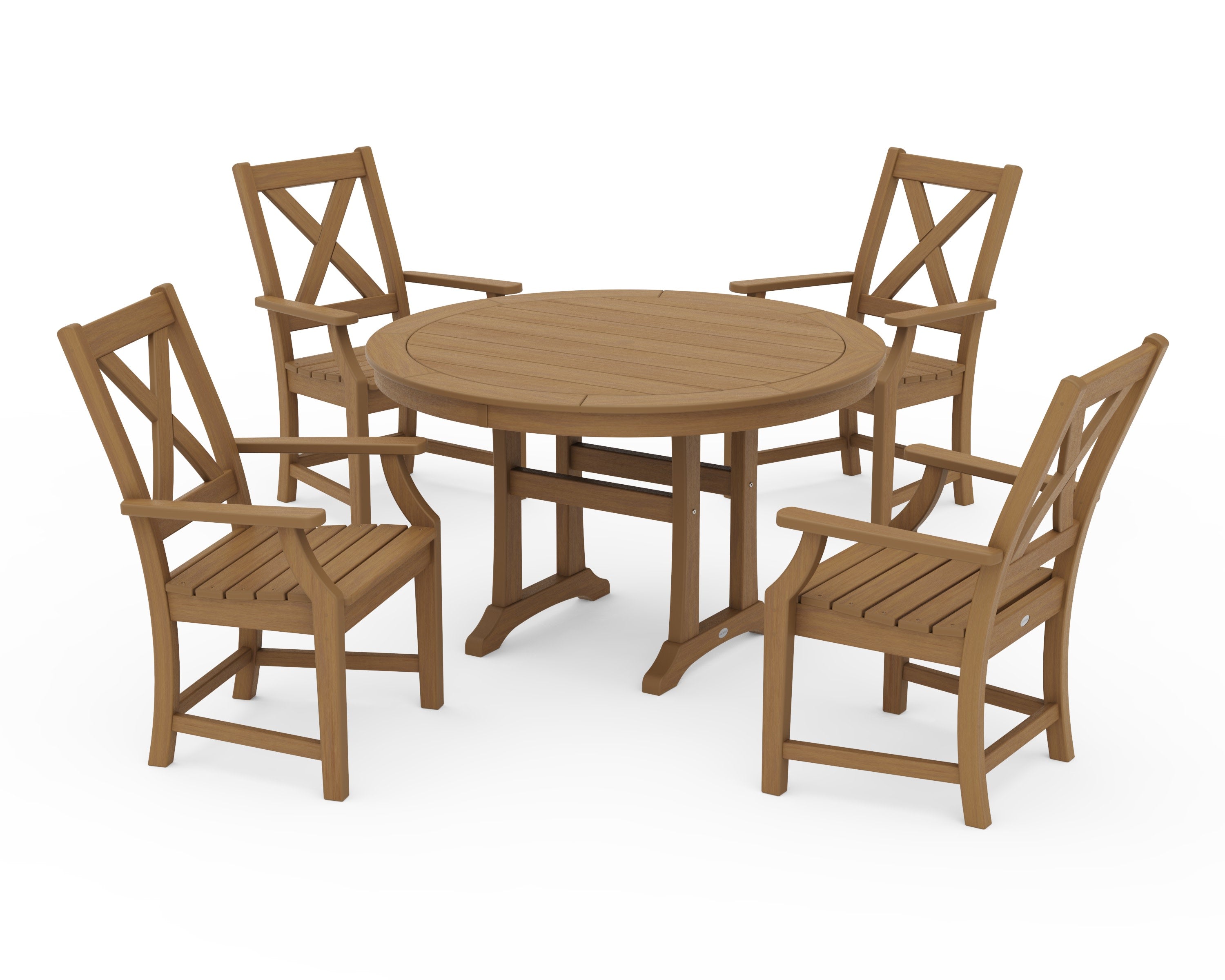 Braxton 5-Piece Nautical Trestle Arm Chair Dining Set in Natural