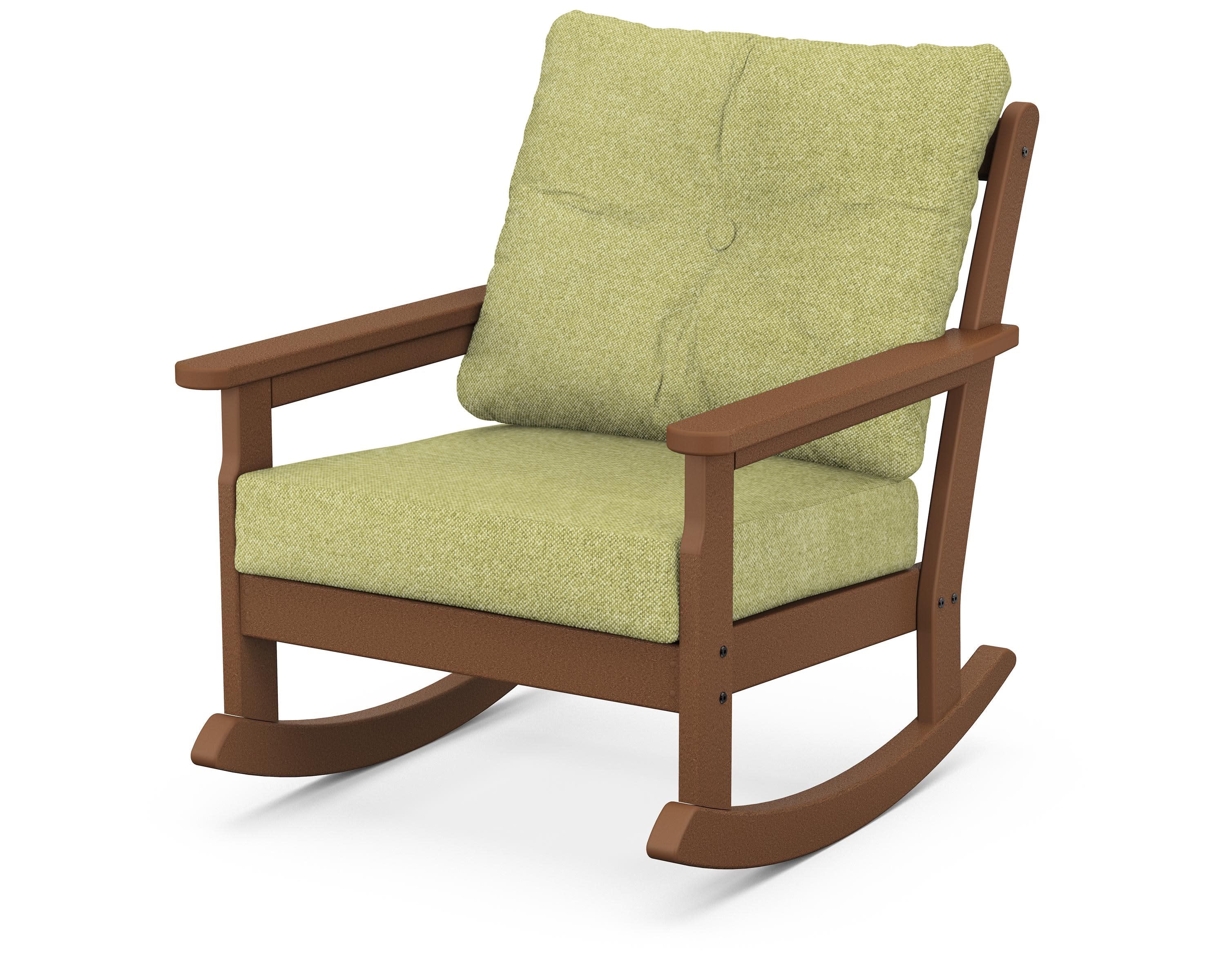 Vineyard Deep Seating Rocking Chair in Teak / Chartreuse Boucle
