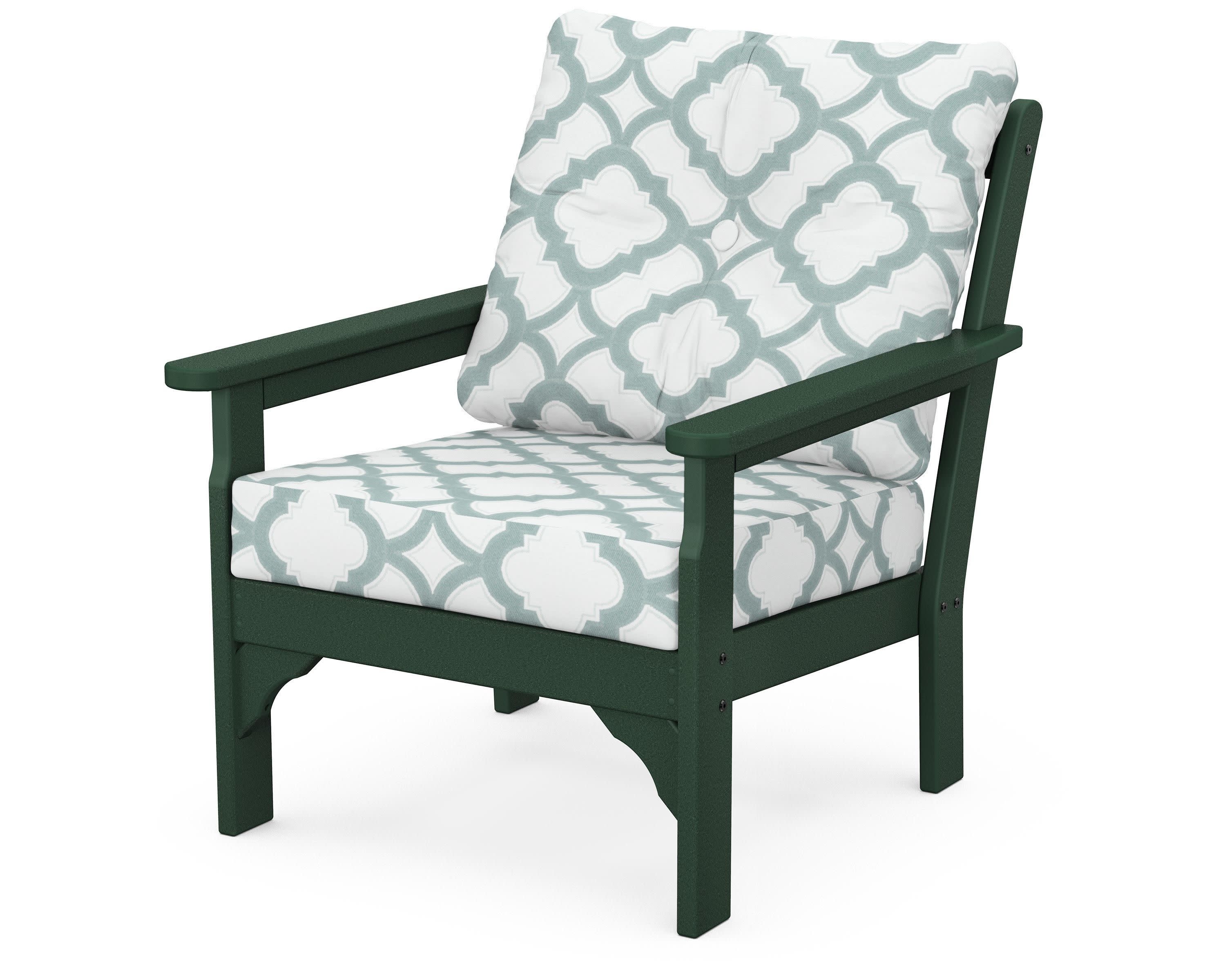 Vineyard Deep Seating Chair in Green / Trellis Glacier Spa
