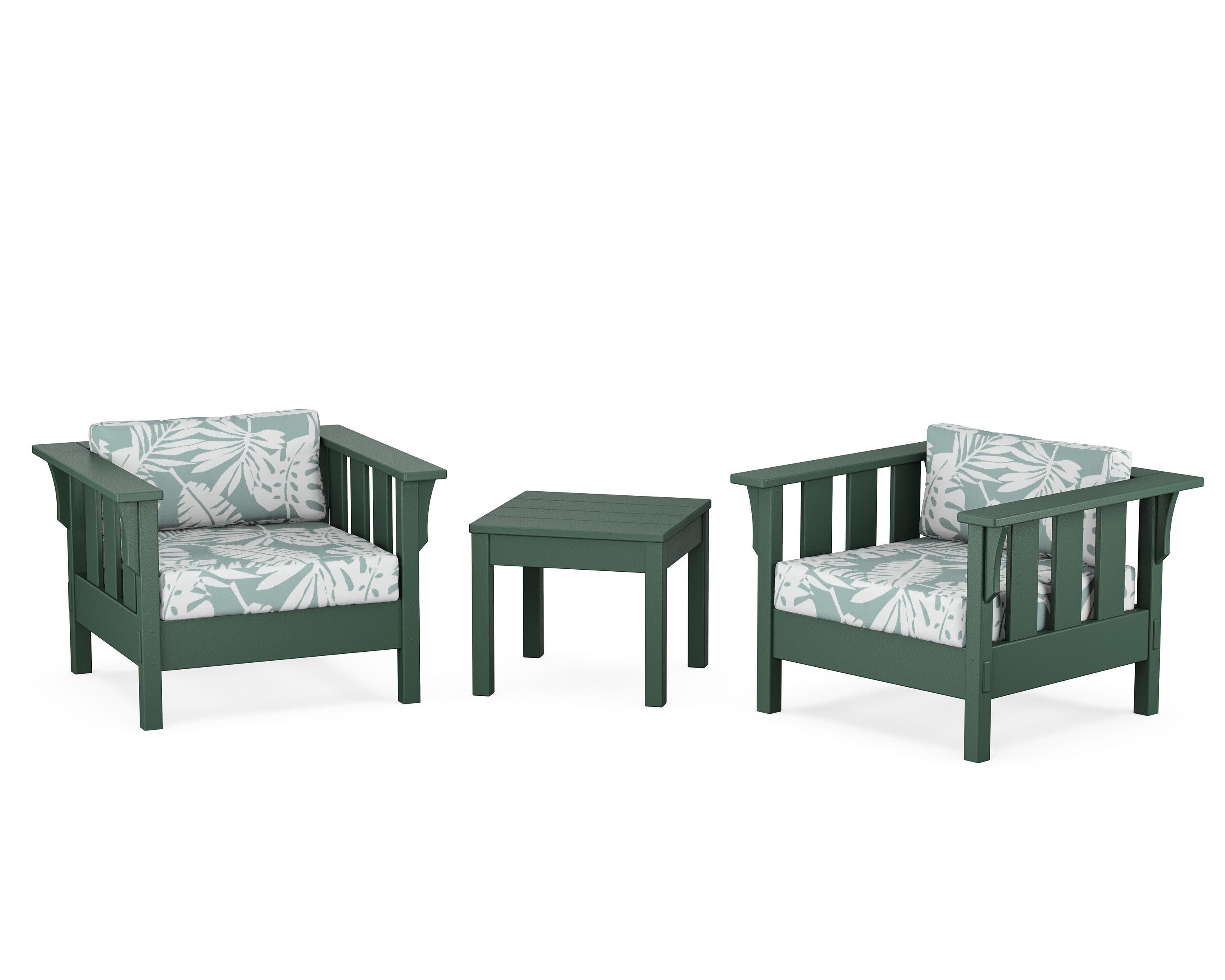 Acadia 3-Piece Deep Seating Set in Green / Leaf Glacier Spa