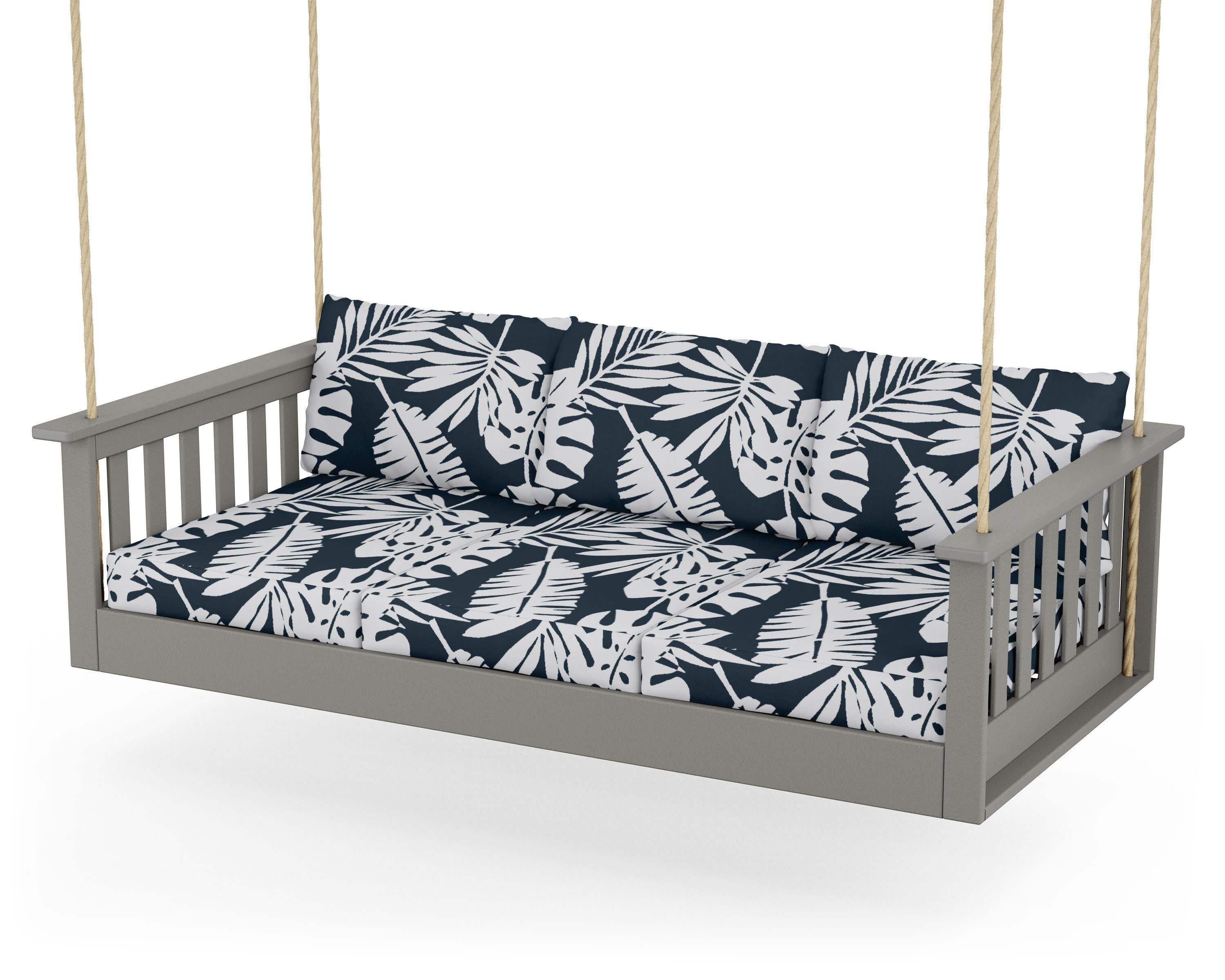 Vineyard Daybed Swing in Slate Grey / Leaf Marine Indigo
