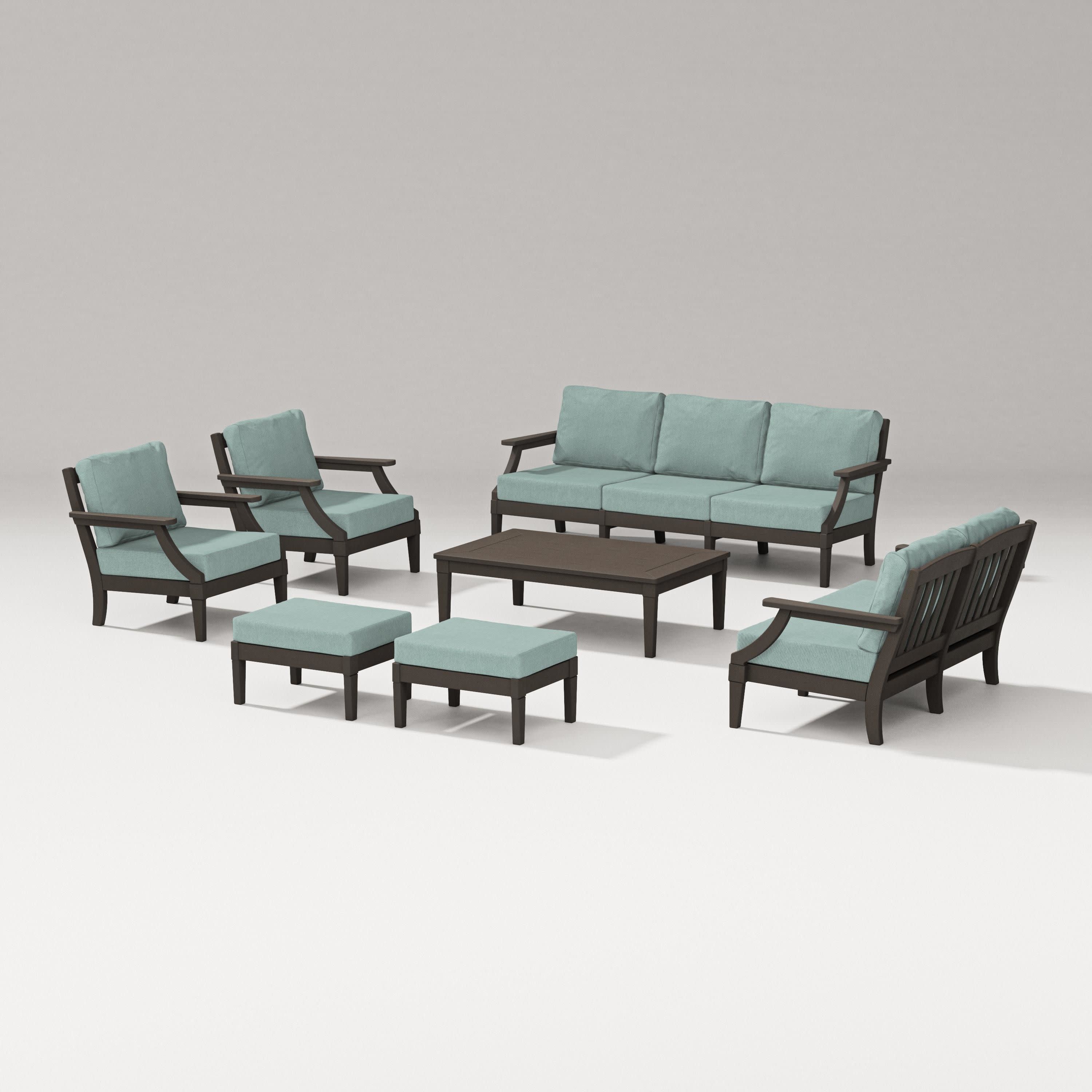 Estate 7-Piece Lounge Sofa Set in Vintage Coffee / Glacier Spa