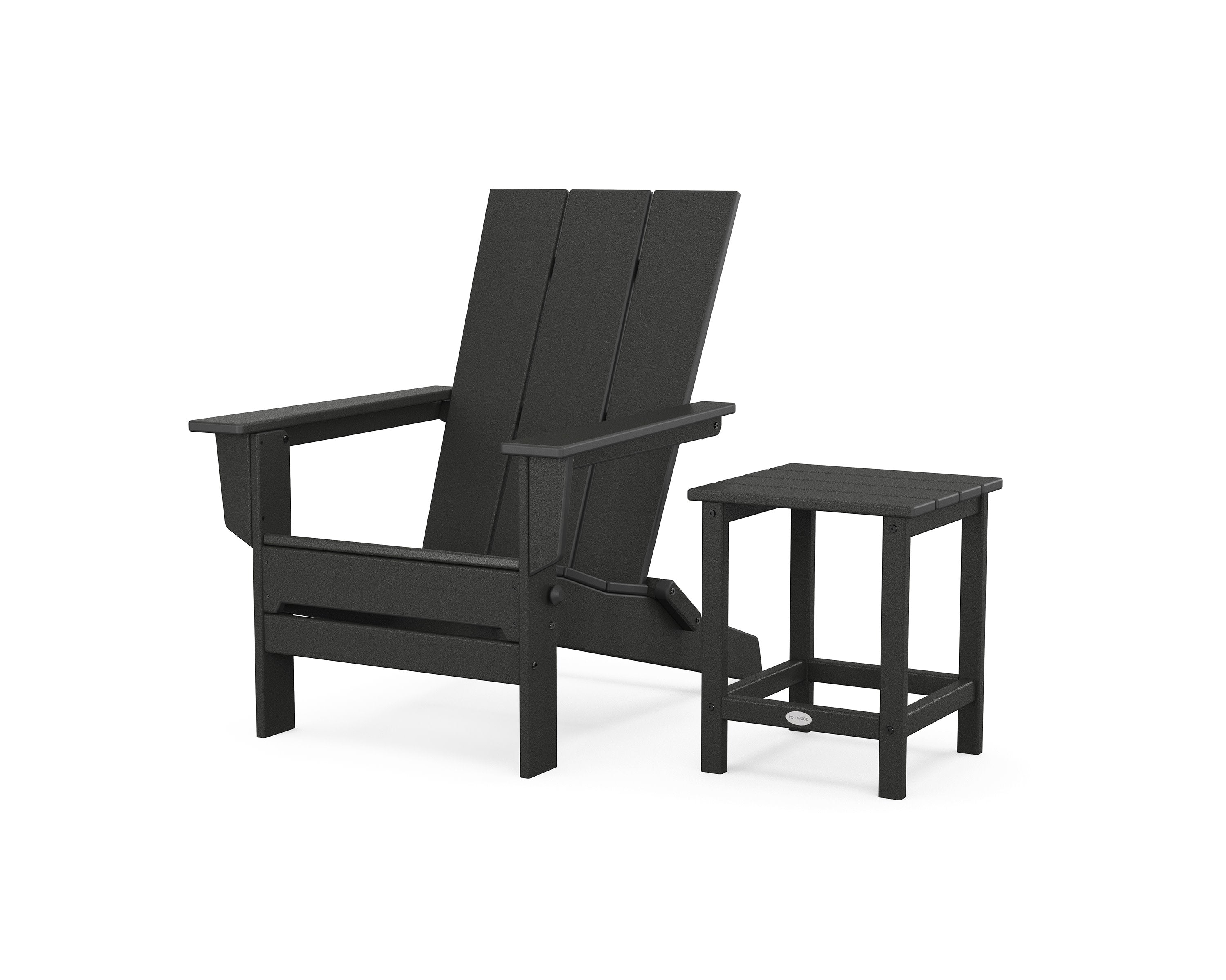 Modern Studio Folding Adirondack Chair with Side Table in Black
