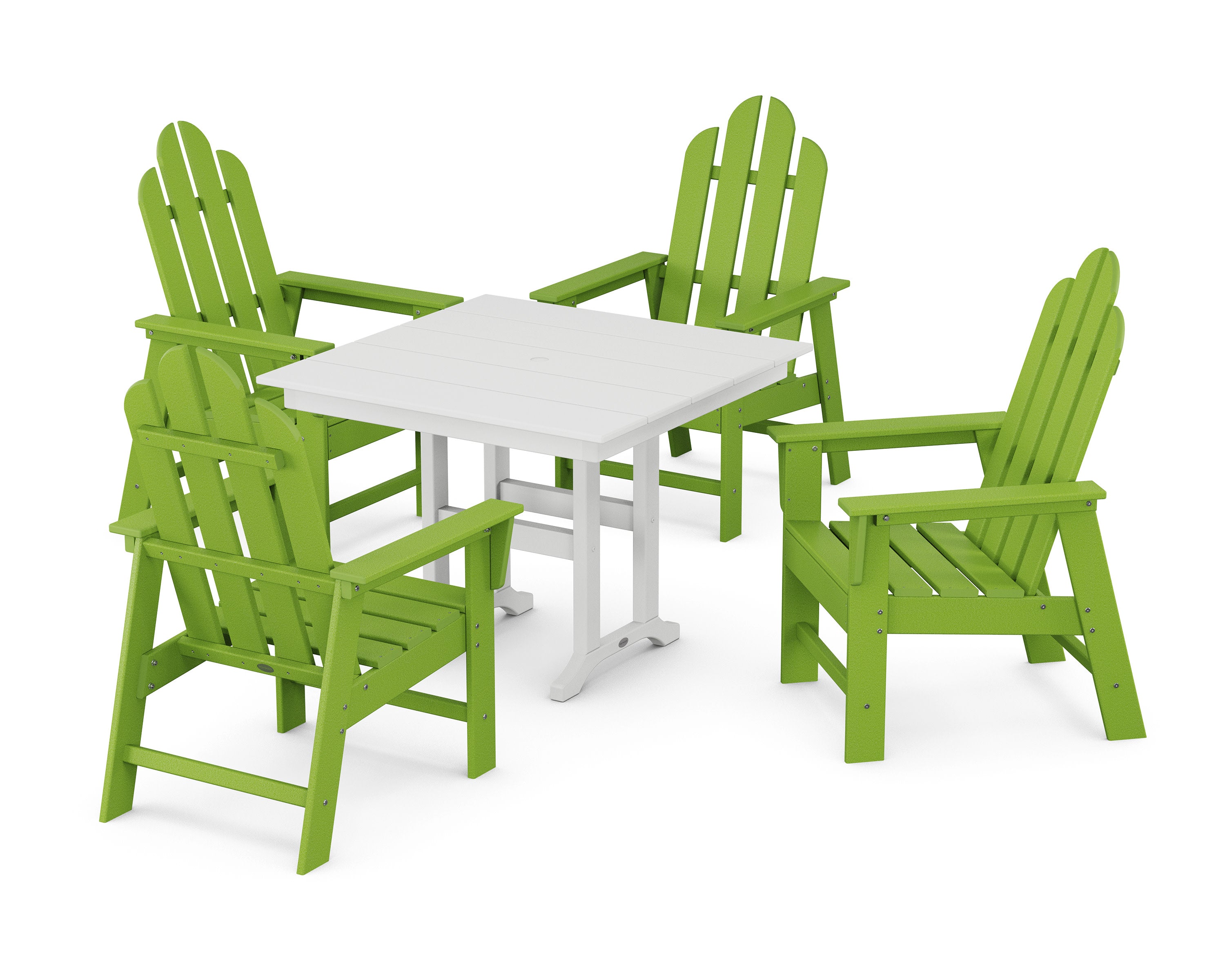 Long Island 5-Piece Farmhouse Dining Set in Lime / White