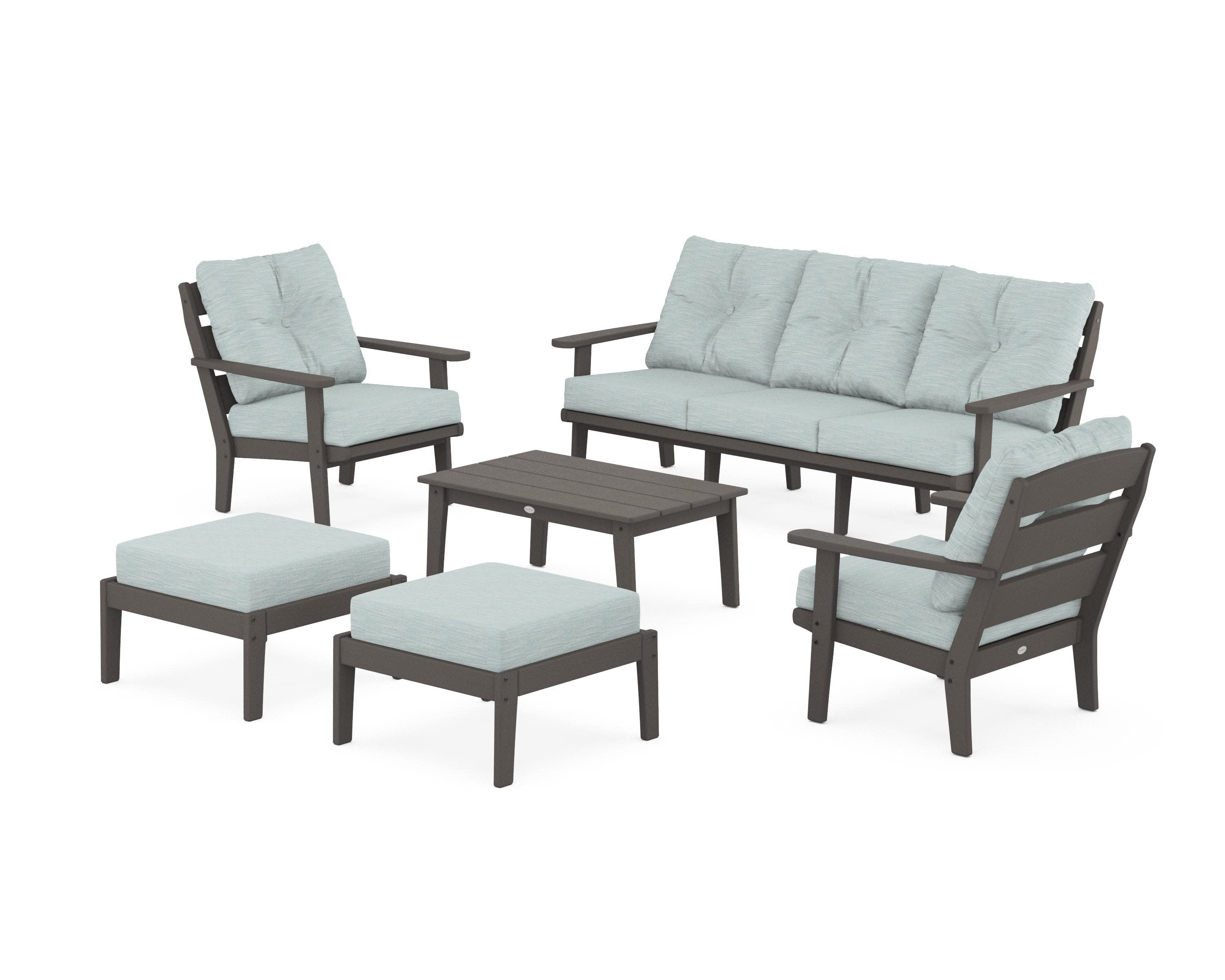 Lakeside 6-Piece Lounge Sofa Set in Vintage Coffee / Soothe Mist