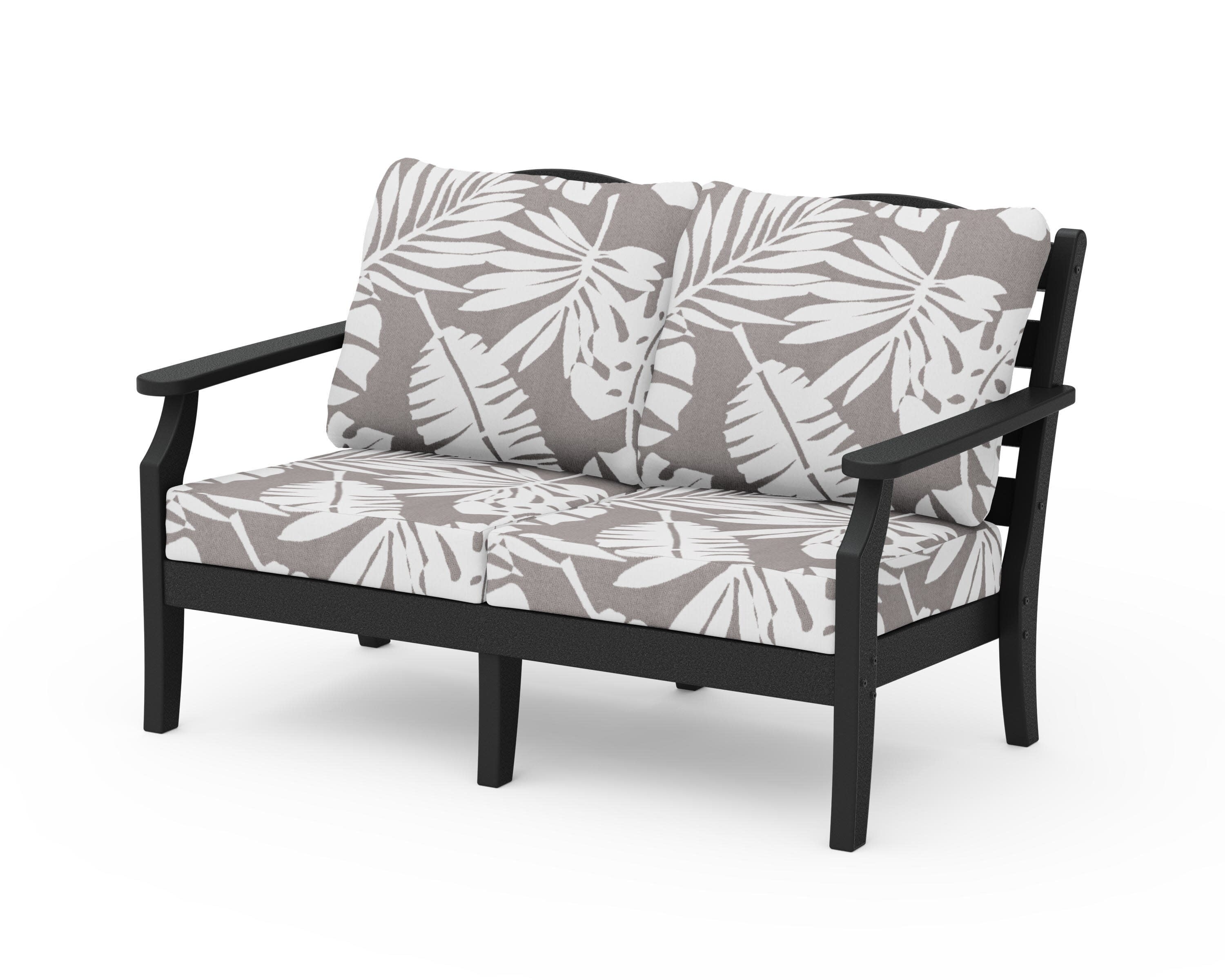 Savannah Deep Seating Loveseat in Black / Leaf Grey Mist