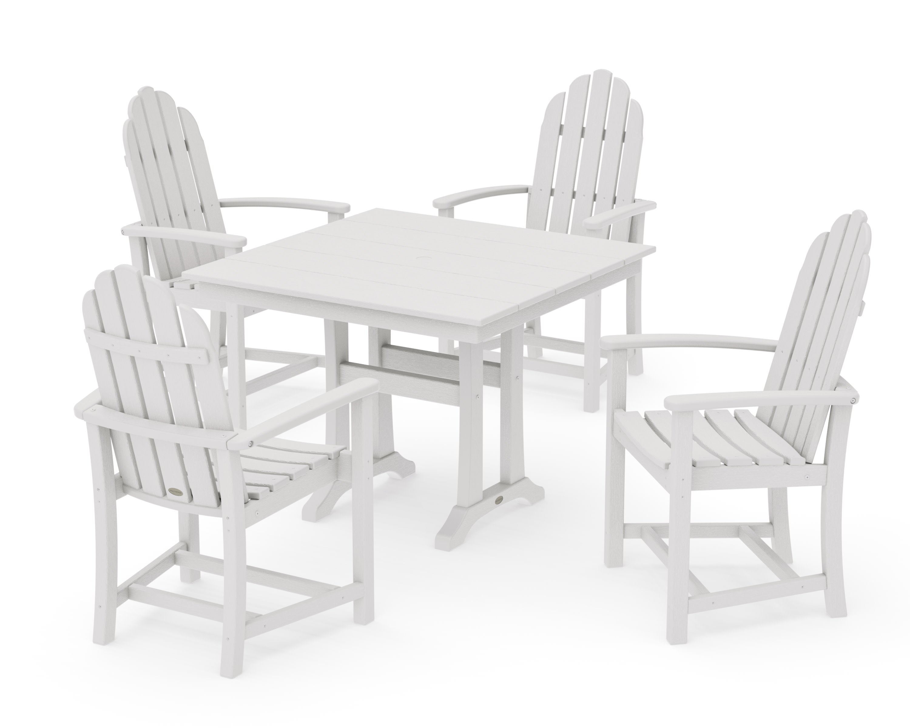 Classic Adirondack 5-Piece Farmhouse Dining Set With Trestle Legs in Vintage White