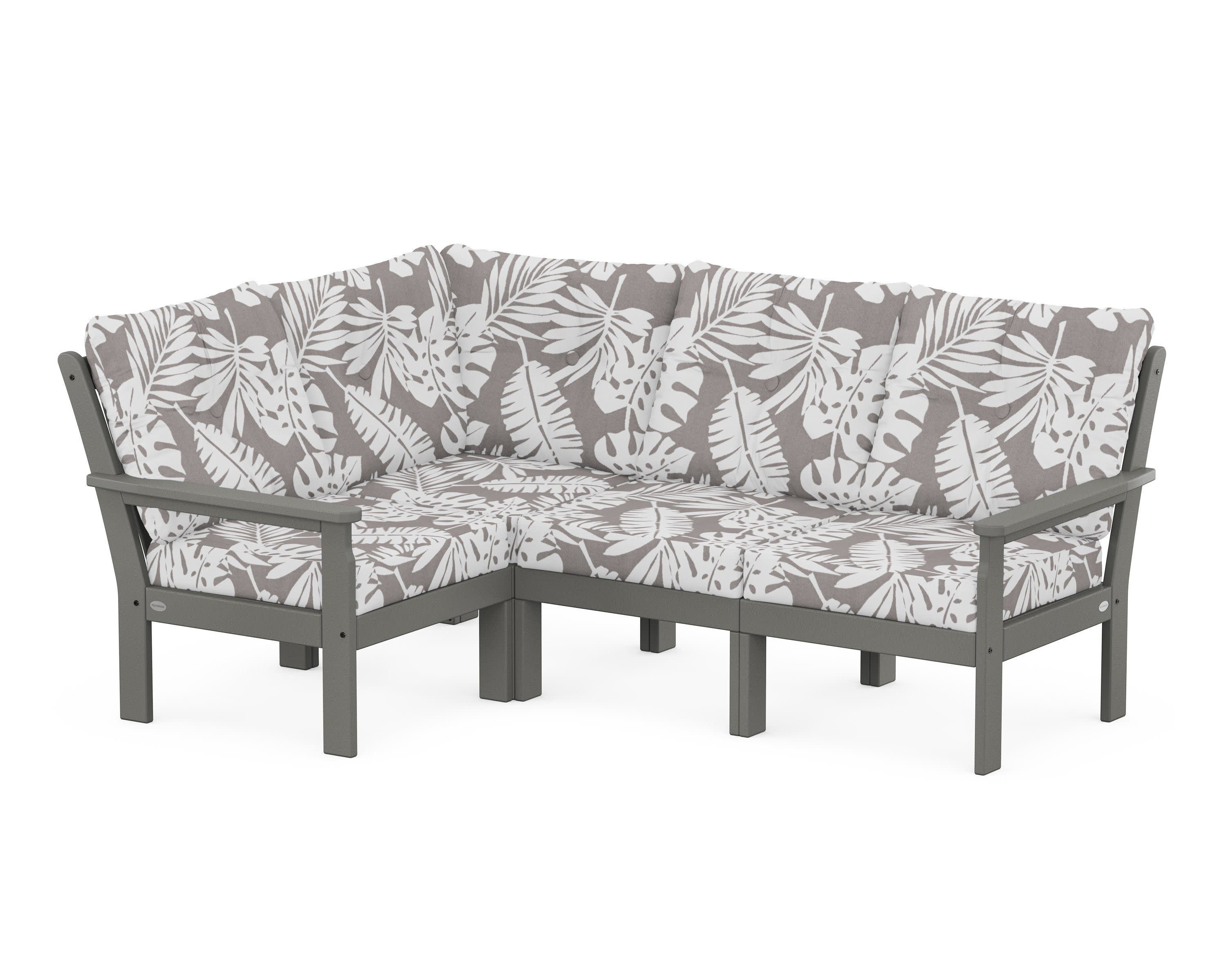 Vineyard 4-Piece Sectional in Slate Grey / Leaf Grey Mist