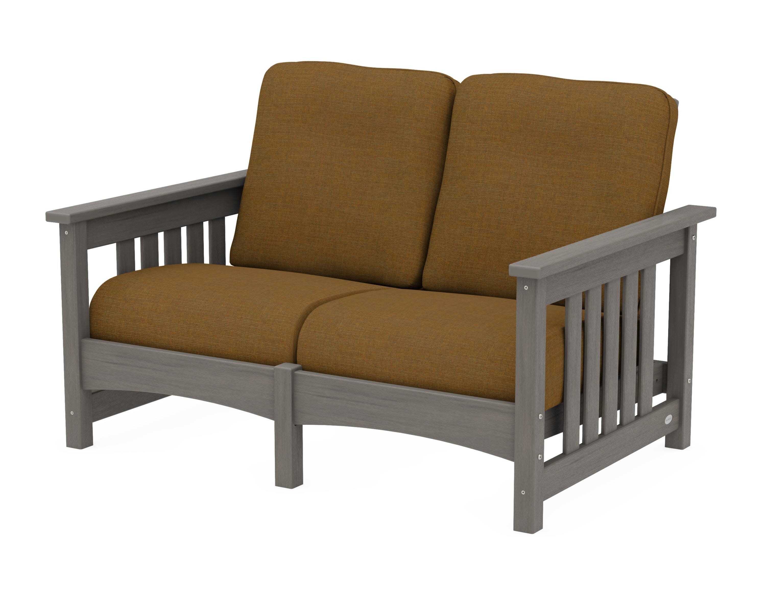Club Mission Loveseat in Driftwood / Exhale Teak