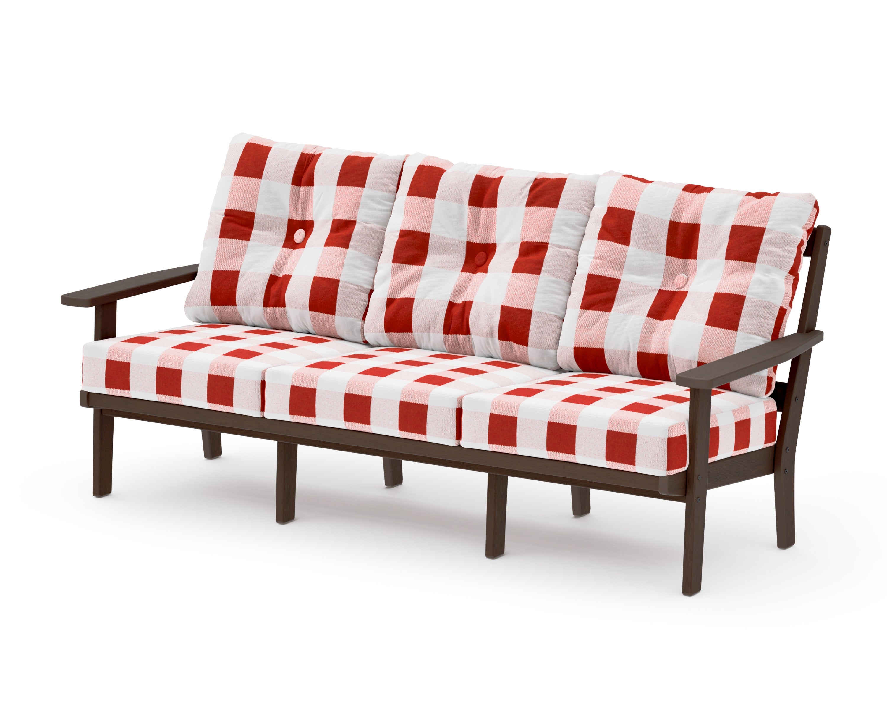 PrairieDeep Seating Sofa in Kona / Buffalo Plaid Crimson