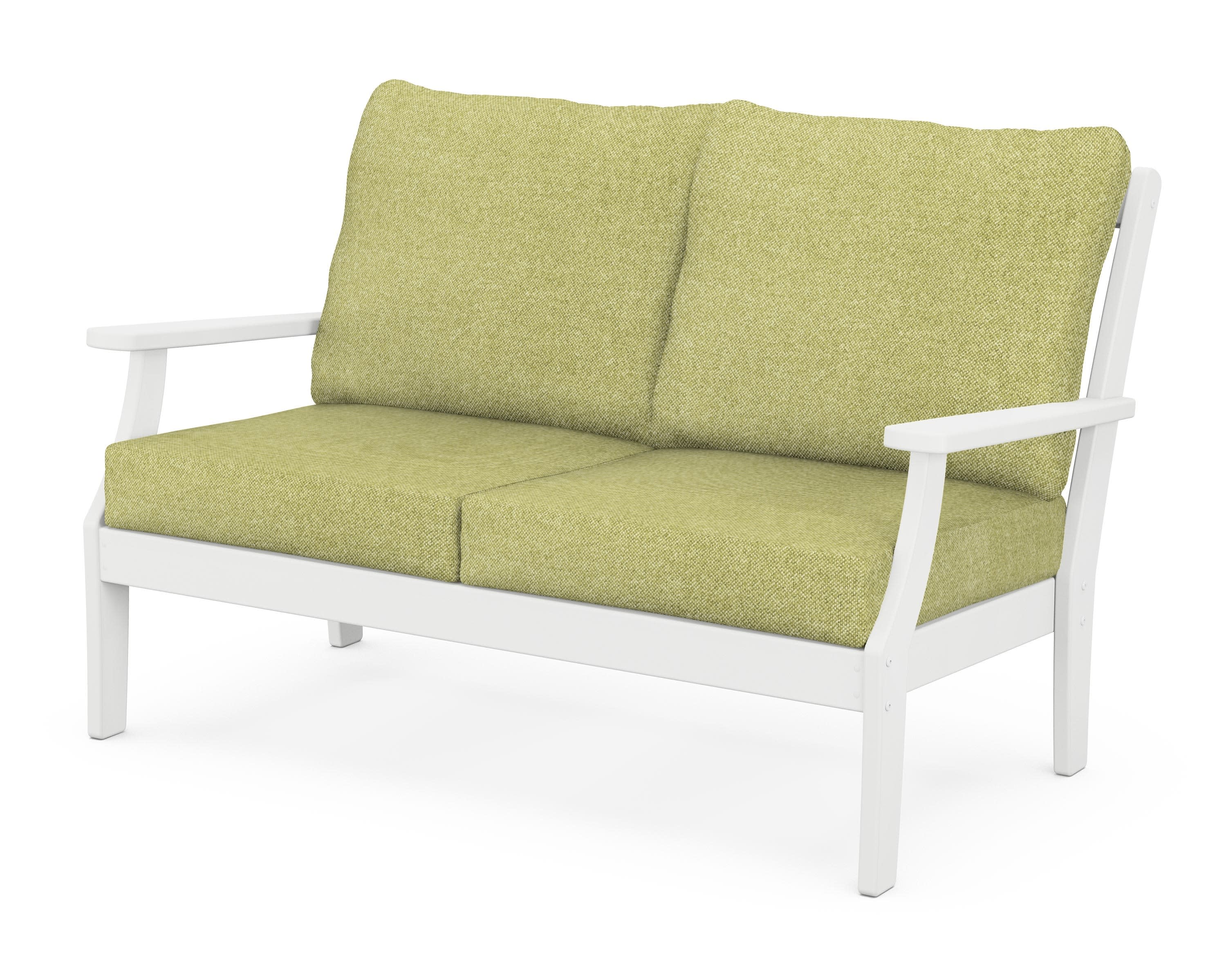 Braxton Deep Seating Loveseat in White / Chartreuse Boucle